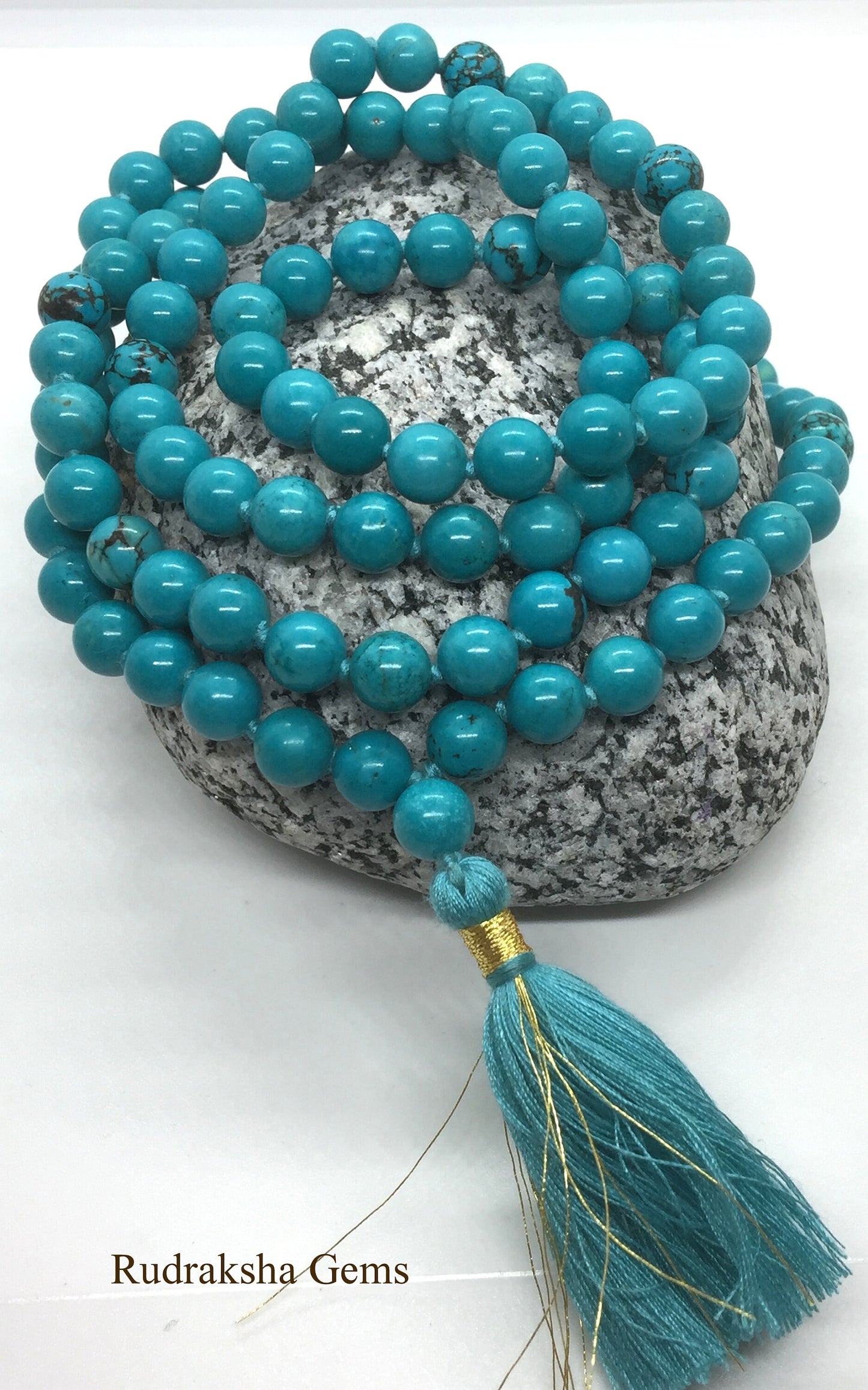Turquoise Mala 108 Beads Mala Beads - Mala Necklace - 108 Mala - Bright Mala - meditation beads -gemstone mala - prayer yoga beads japa mala