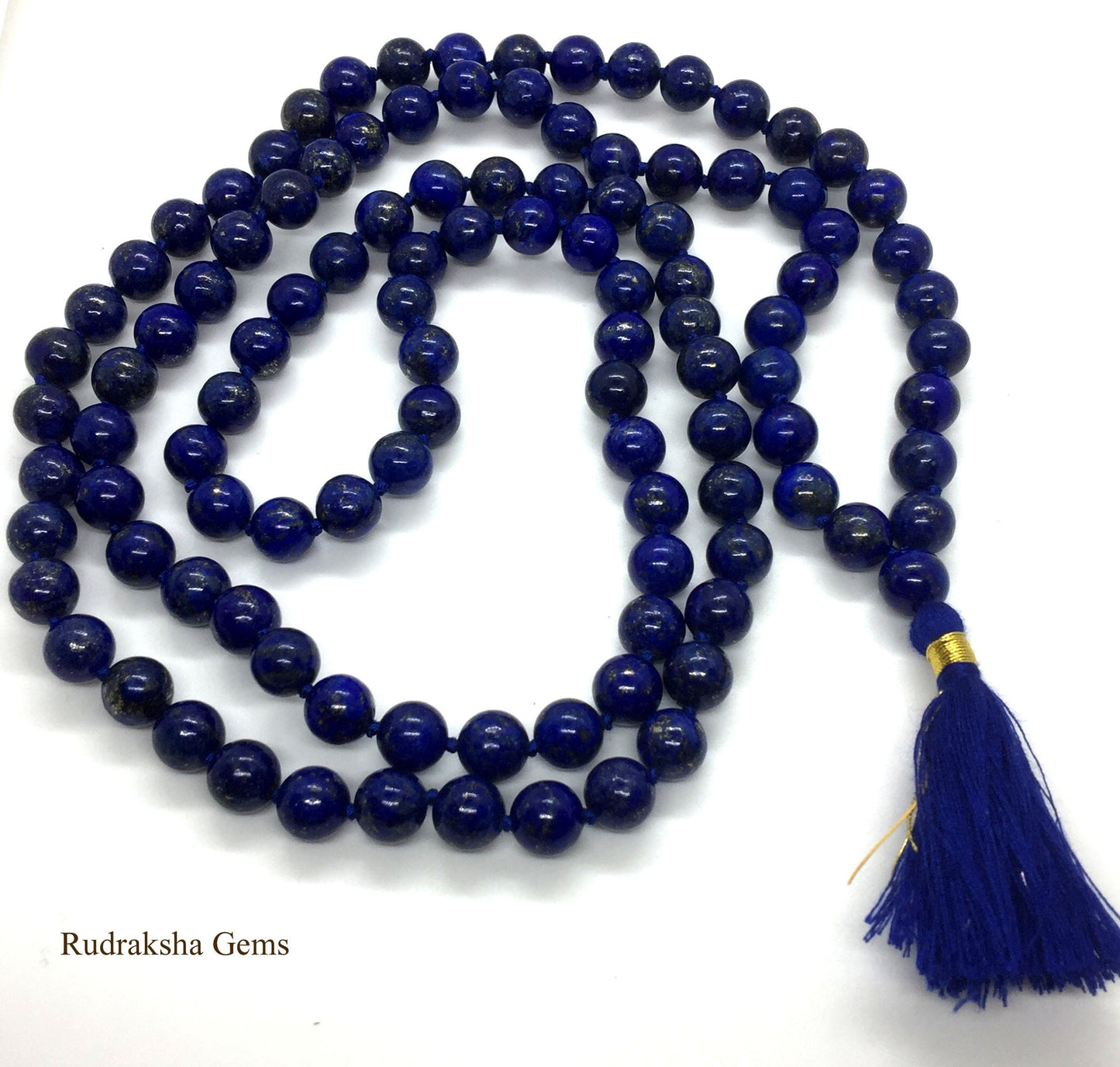 7 mm Natural Blue Lapis Lazuli Mala beads, 108 Buddhist Mala, Enhance Awareness Insight & Intellect, Third Eye Chakra, Communication