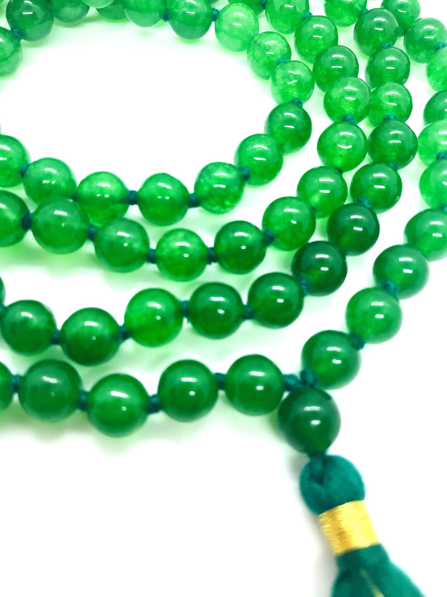 Green Jade Japa Mala Rosary 108 + 1 Meditation Beads Raiki Yoga FOR ACCOMPLISHMENT, Mala for life, Love & Compassion mala, 108 beads mala