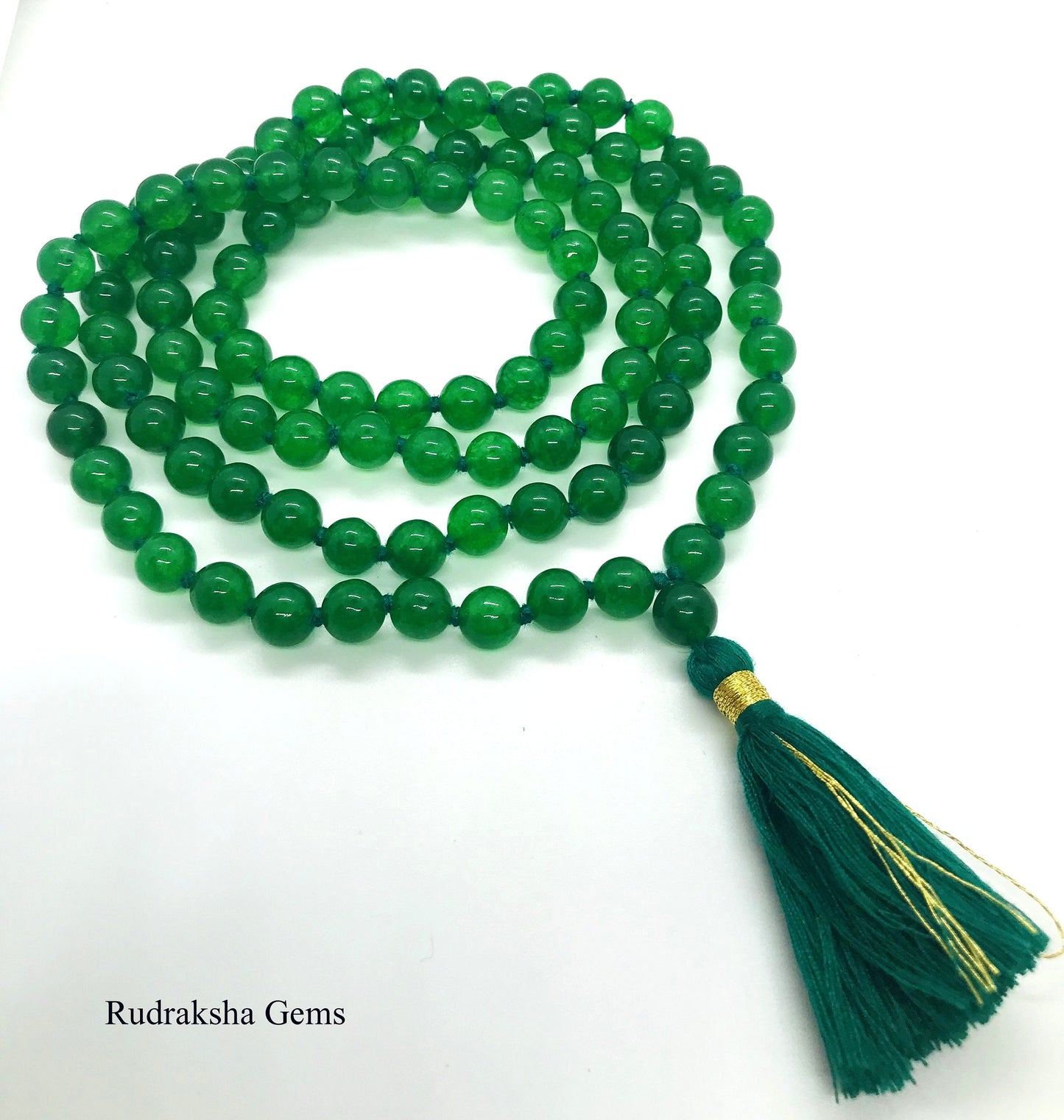 Green Jade Japa Mala Rosary 108 + 1 Meditation Beads Raiki Yoga FOR ACCOMPLISHMENT, Mala for life, Love & Compassion mala, 108 beads mala