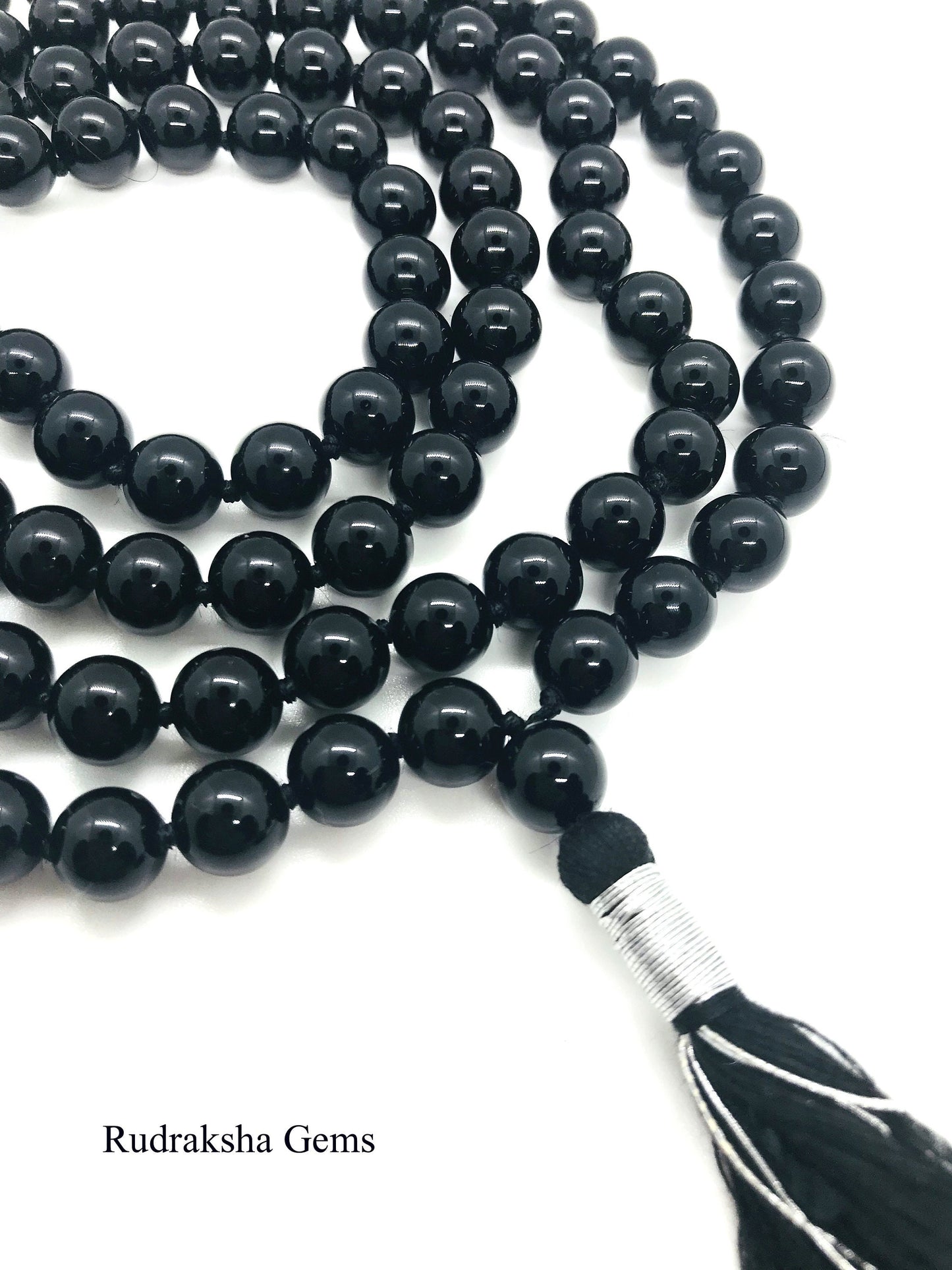 Black Onyx Stone Of Protection Mala 108 + 1 Beads Helps Releasing Negativity Yoga Raiki Meditation