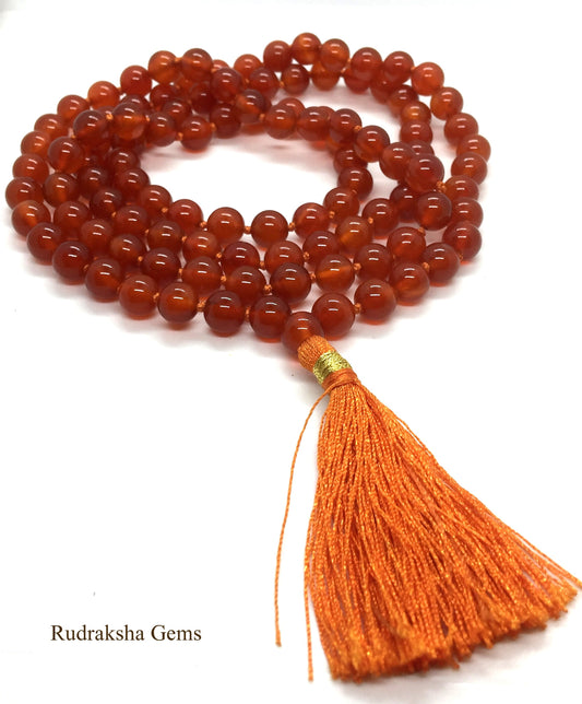 Carnelian Mala / Tassel Necklace / 108 Mala Bead / Mala Bead / Mala Necklace / Sacral Chakra Necklace / Yoga Jewelry / Gift for Him Her