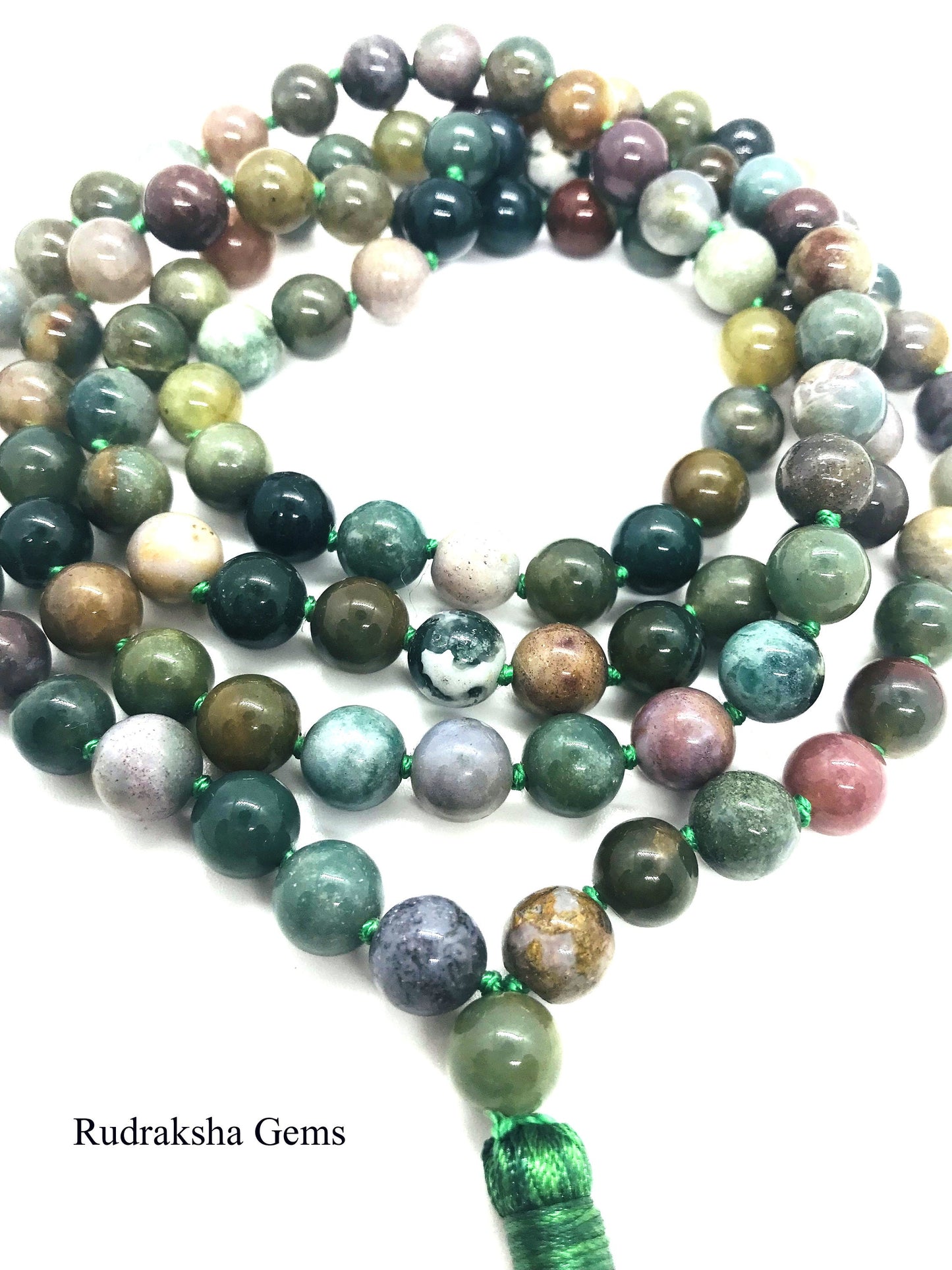 CHALCEDONY MALA / Stone Necklace / Green Heart Chakra 108+1 Power Beads / Hindu Yoga Meditation Rosary / Gift for Him Her/ Mala Rosary
