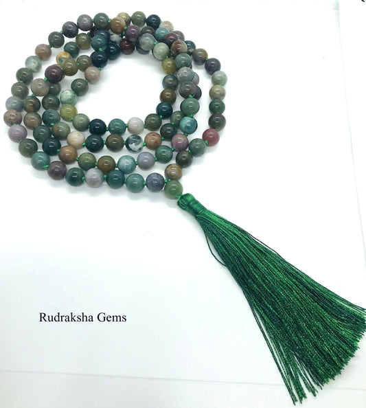 CHALCEDONY MALA / Stone Necklace / Green Heart Chakra 108+1 Power Beads / Hindu Yoga Meditation Rosary / Gift for Him Her/ Mala Rosary