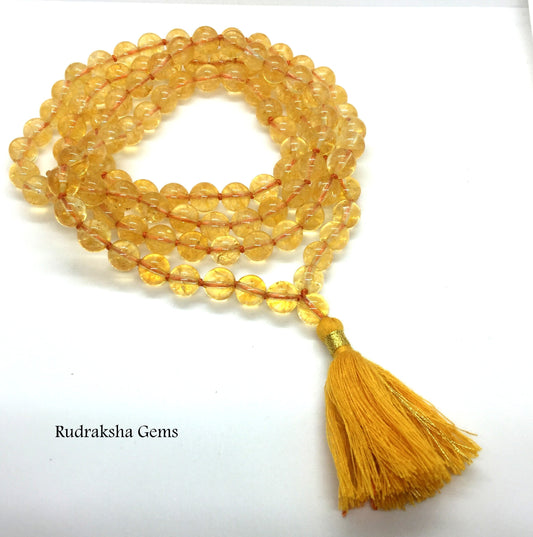 Natural Citrine 8mm Beads, 108 Prayer Beads, Solar Plexus Chakra, Citrine Beads 108 Buddhist Prayer Beads, Citrine Bracelet, 108 Beads Mala