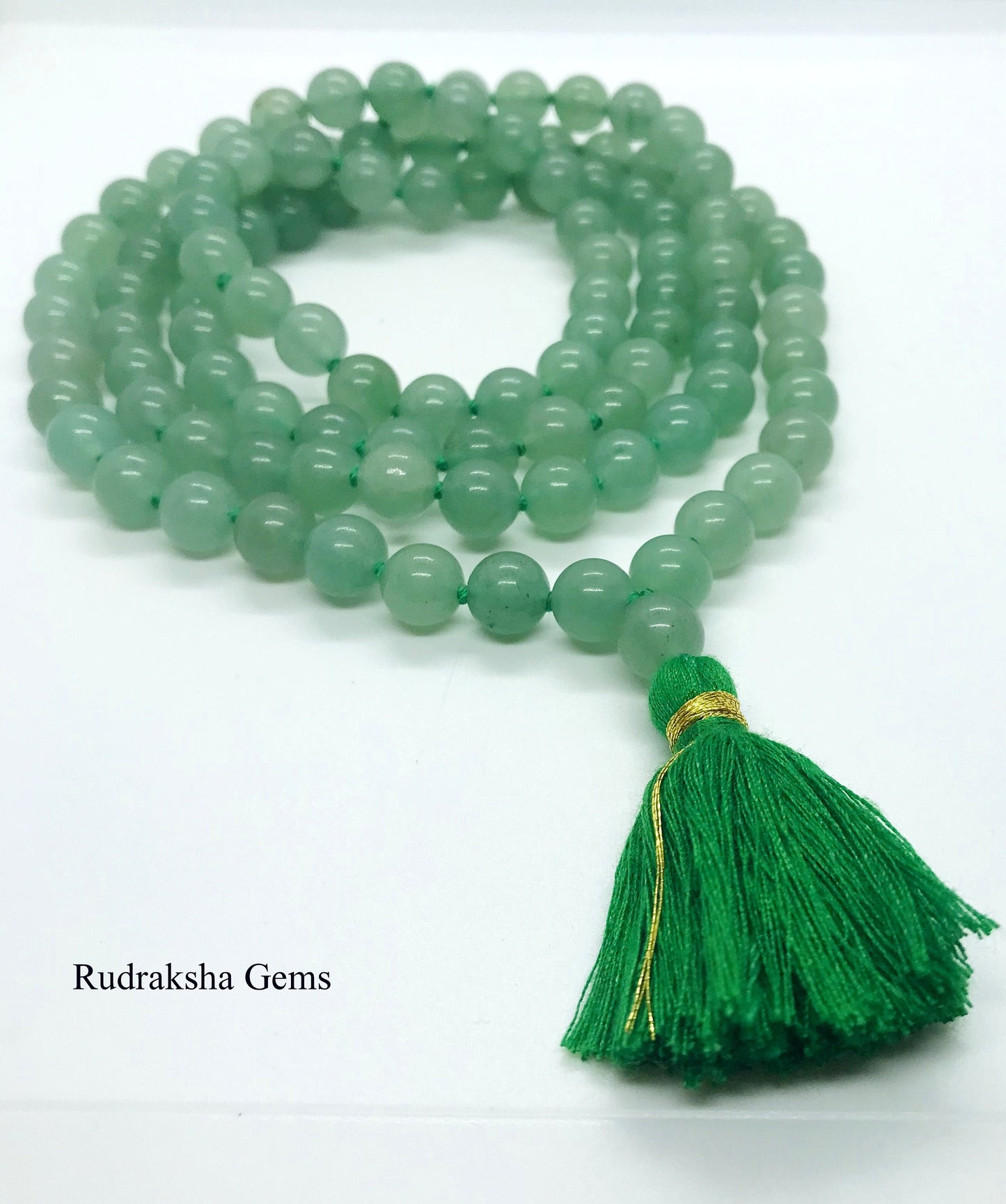 Aventurine Mala Beads, 108 + 1  Mala Bead Necklace/ Mala Necklace/beaded necklace/tassel necklace/ Yoga Japa Heart Chakra Meditation Rosary