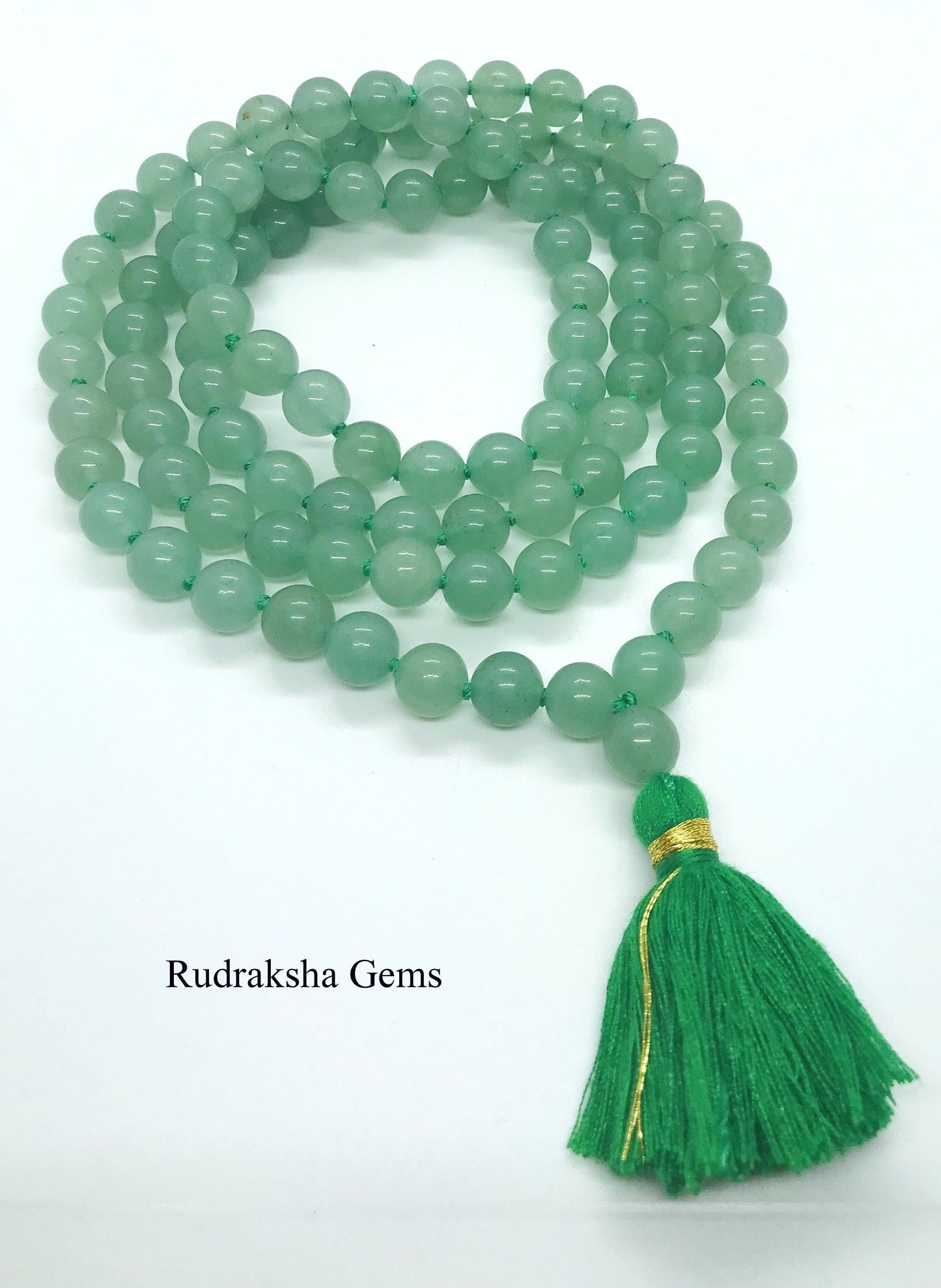 Aventurine Mala Beads, 108 + 1  Mala Bead Necklace/ Mala Necklace/beaded necklace/tassel necklace/ Yoga Japa Heart Chakra Meditation Rosary