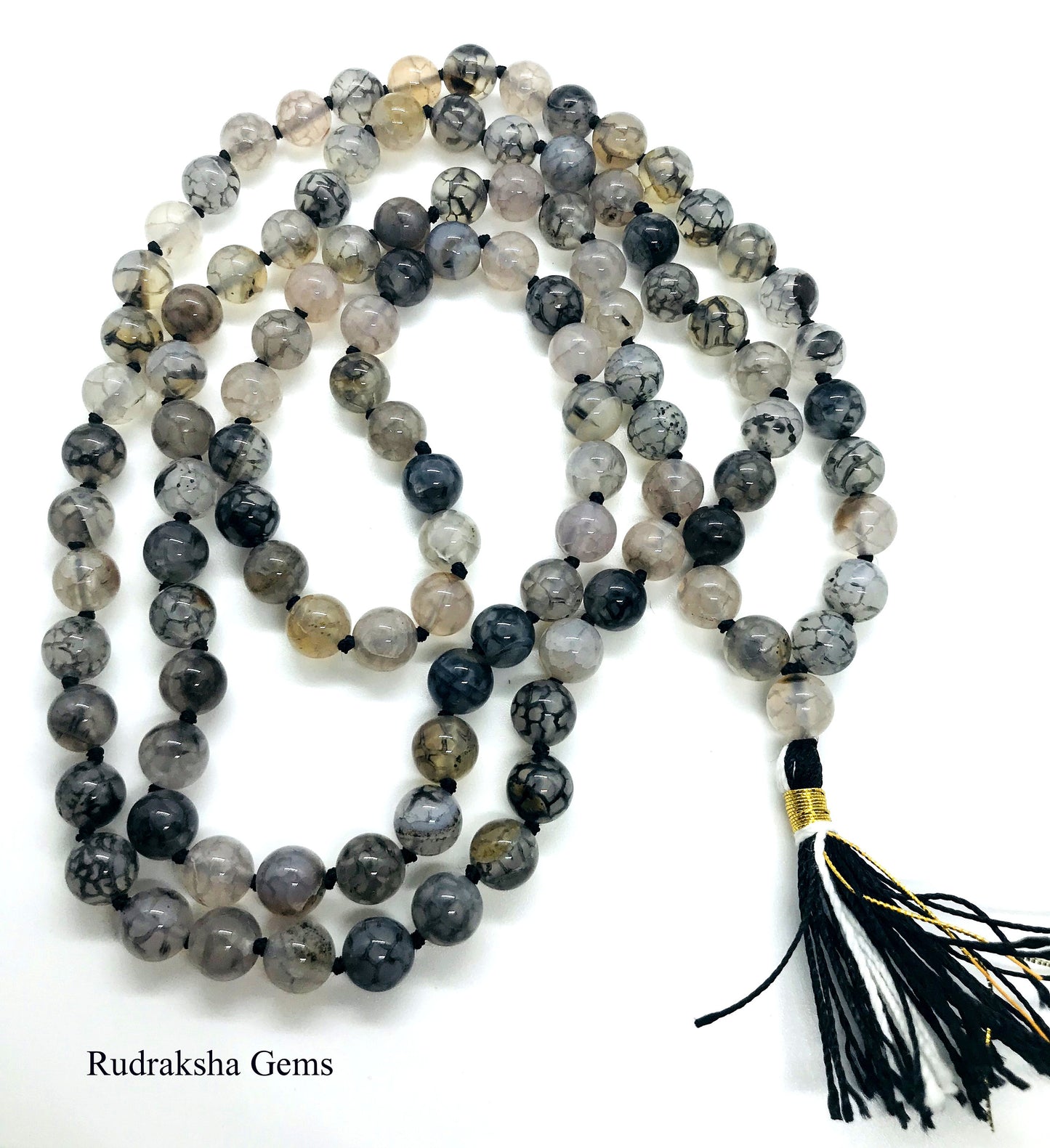 Rutilated Quartz, The Balancing Mala, Hand knotted, 108 meditation Mala beads, Crystal Prayer Beads, Premium Quartz Mala, Gift for Him her