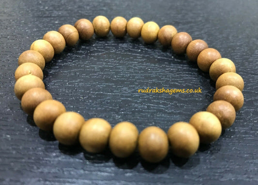 Sandalwood Bracelet, Sandalwood Beaded Bracelet, Handmade Jewelry, Stretch Bracelet, Bead Bracelet, Gifts for him her, 8 mm Sandalwood, Yoga