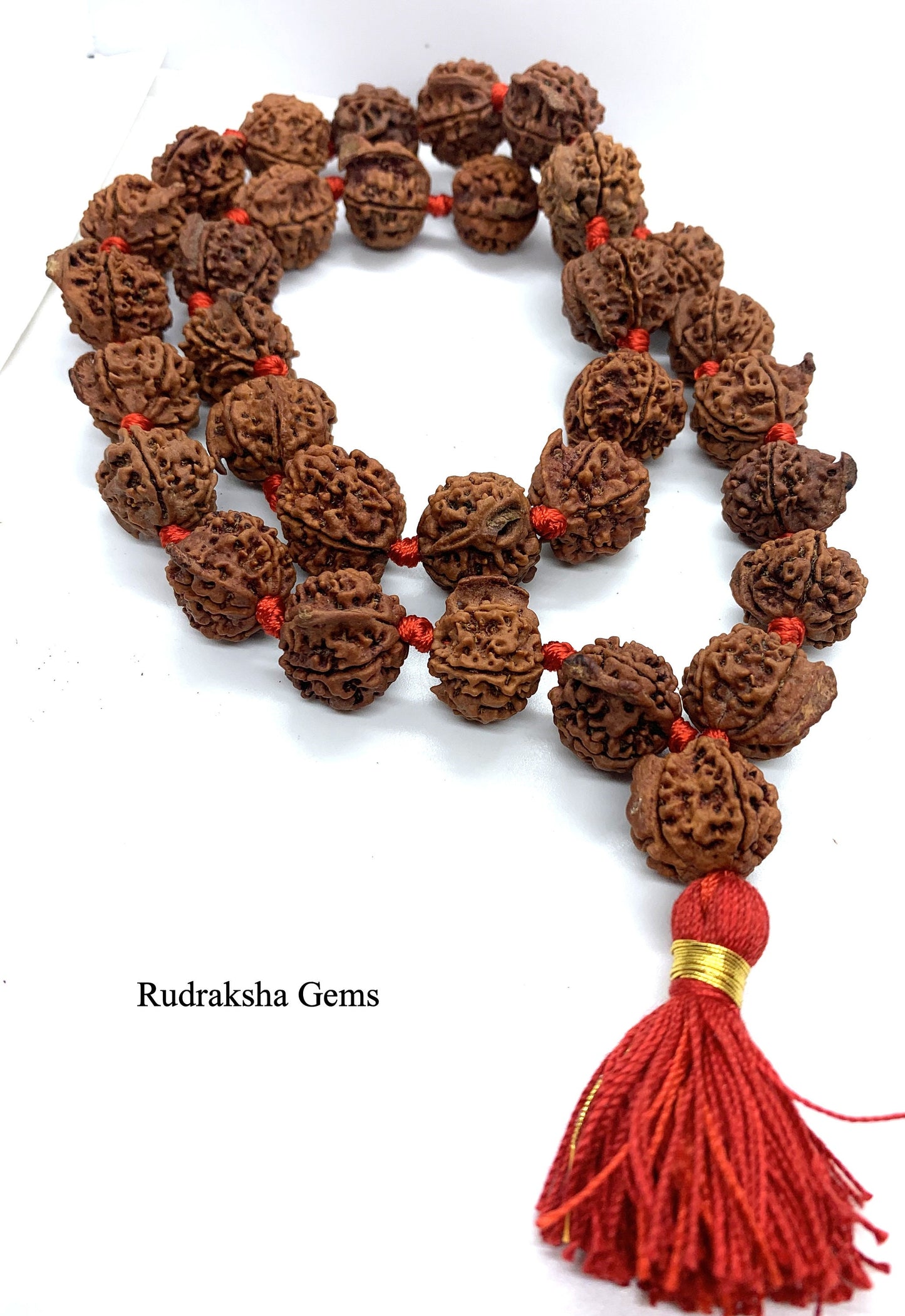 Ganesha Rudraksha Mala Kantha - Beads with Trunk - Nepal Siddha Mala 32 +1 Rudraksh Beads - Ganesh Rudraksha Mala - Rudraksha Collector Mala