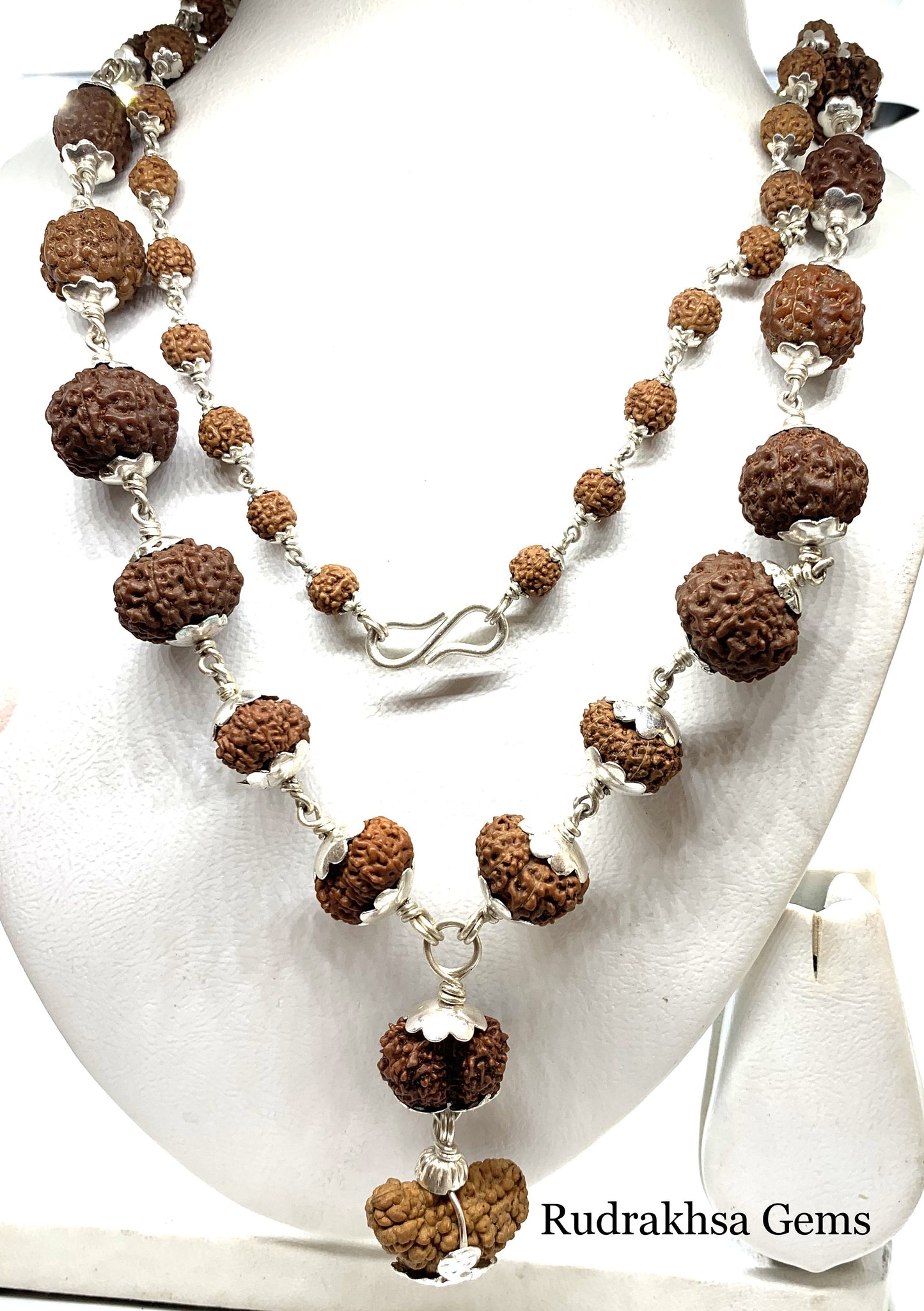 1 to 14 Mukhi Rudraksha, Indonesian Beads Sidha Mala, Siddha Sidh Java Beads Certified, Rudraksh Mala Necklace, Genuine Beads in 925 SILVER,