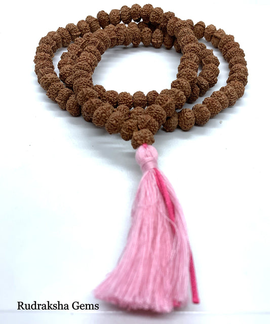 Ganesha Rudraksha Mala Indonesian 108 + 1 Beads with Trunk -Ganesha Rudraksh Beads - Ganesh Rudraksha Mala - Rudraksha Collector Mala