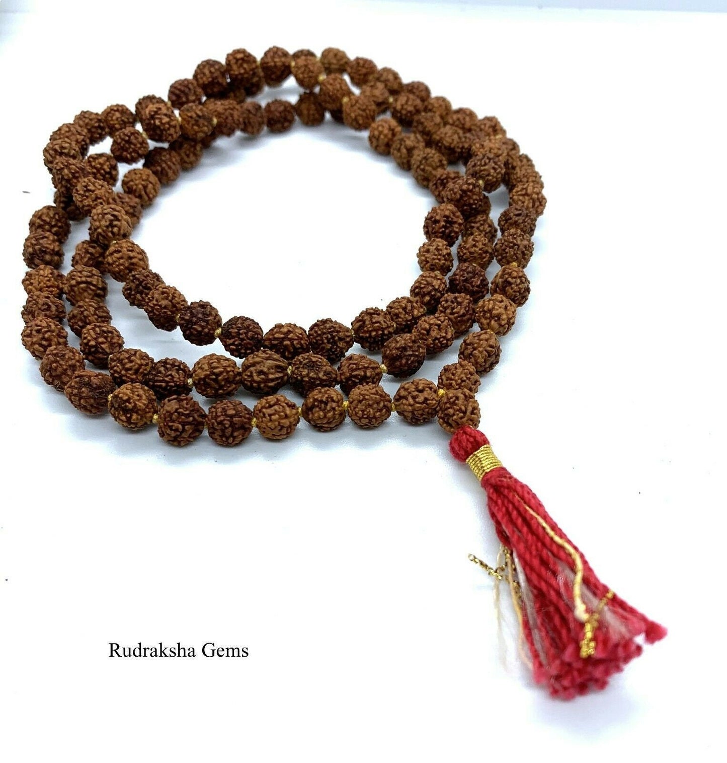 MALA Rudraksha Mala 8 mm, 108 Japa Mala Knotted, 108 Prayer Mala, Rudraksha Necklace Men India Shiva Mala, Meditation Buddhist Prayer Beads