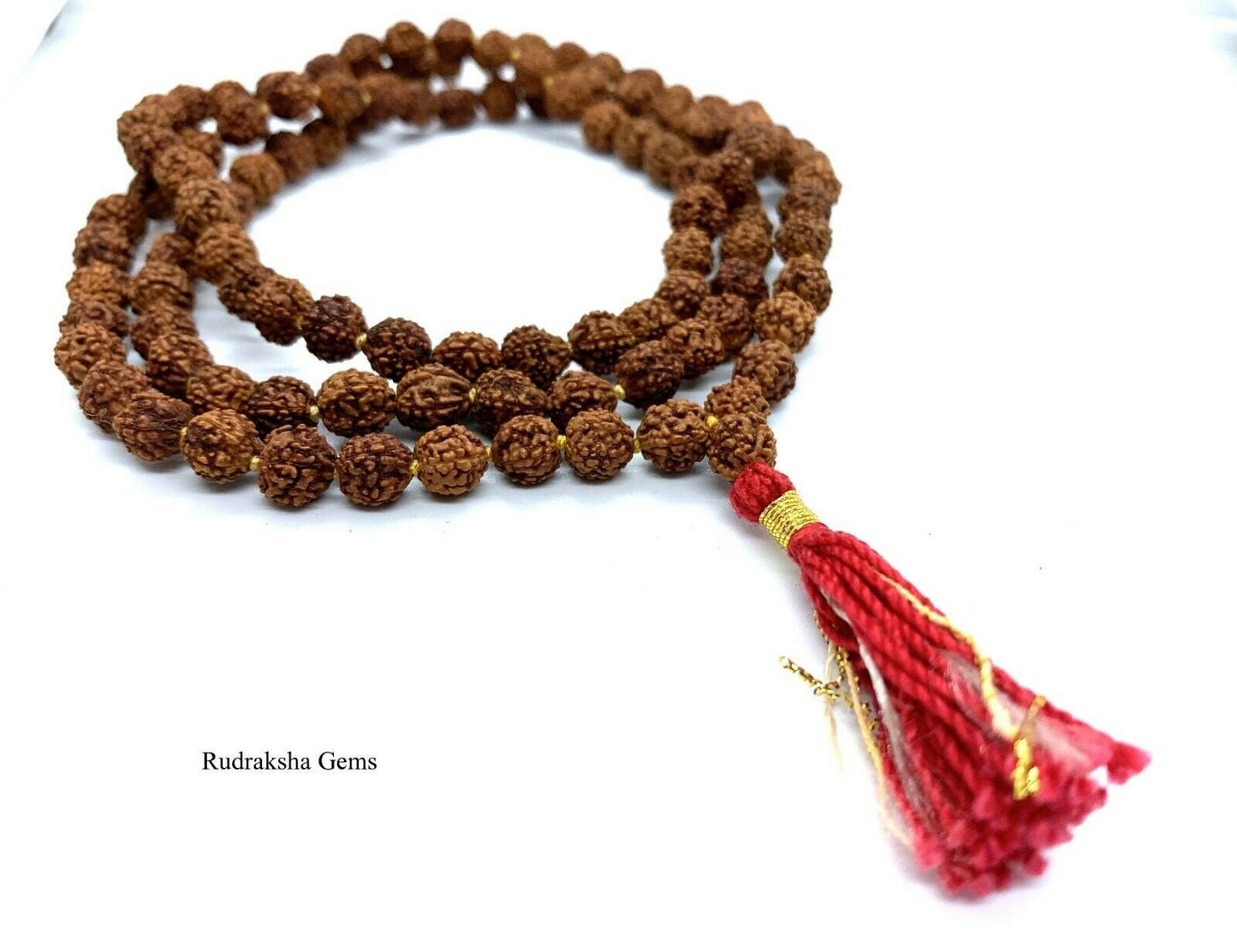 MALA Rudraksha Mala 8 mm, 108 Japa Mala Knotted, 108 Prayer Mala, Rudraksha Necklace Men India Shiva Mala, Meditation Buddhist Prayer Beads