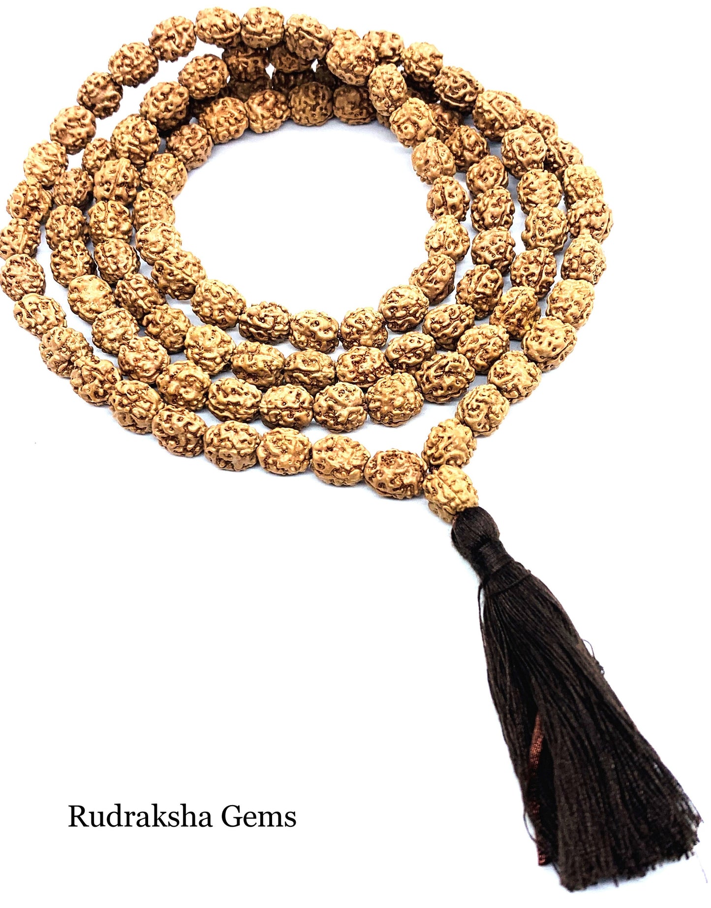 3 Mukhi Rudraksha Mala, 108+1 Genuine Rudraksha beads, Long Tassel Mala, Beautiful Mala, Natural beads, Rudraksh Mala, Japa Prayer beads