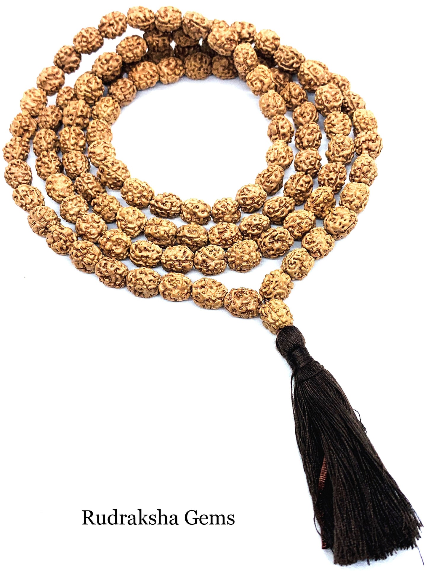 3 Mukhi Rudraksha Mala, 108+1 Genuine Rudraksha beads, Long Tassel Mala, Beautiful Mala, Natural beads, Rudraksh Mala, Japa Prayer beads