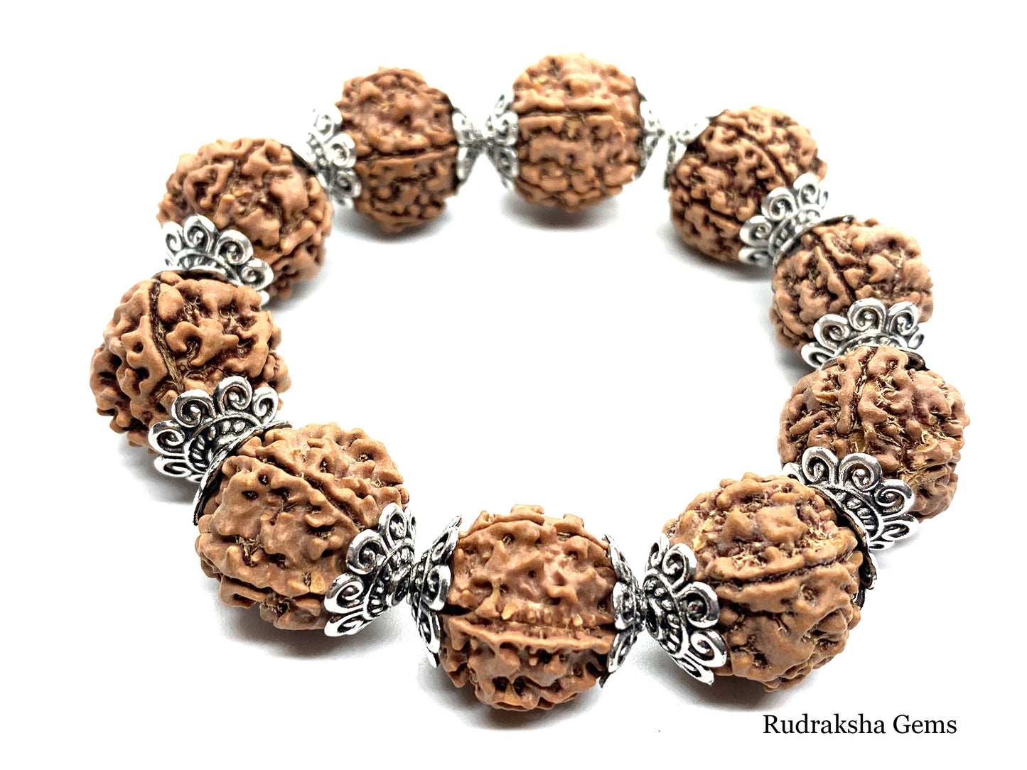 5 MUKHI NEPALESE COLLECTOR 17 mm Rudraksha Seeds Beaded Elasticated Bracelet Elastic Wristband Mala Yoga Meditation Band Shiva Bracelet