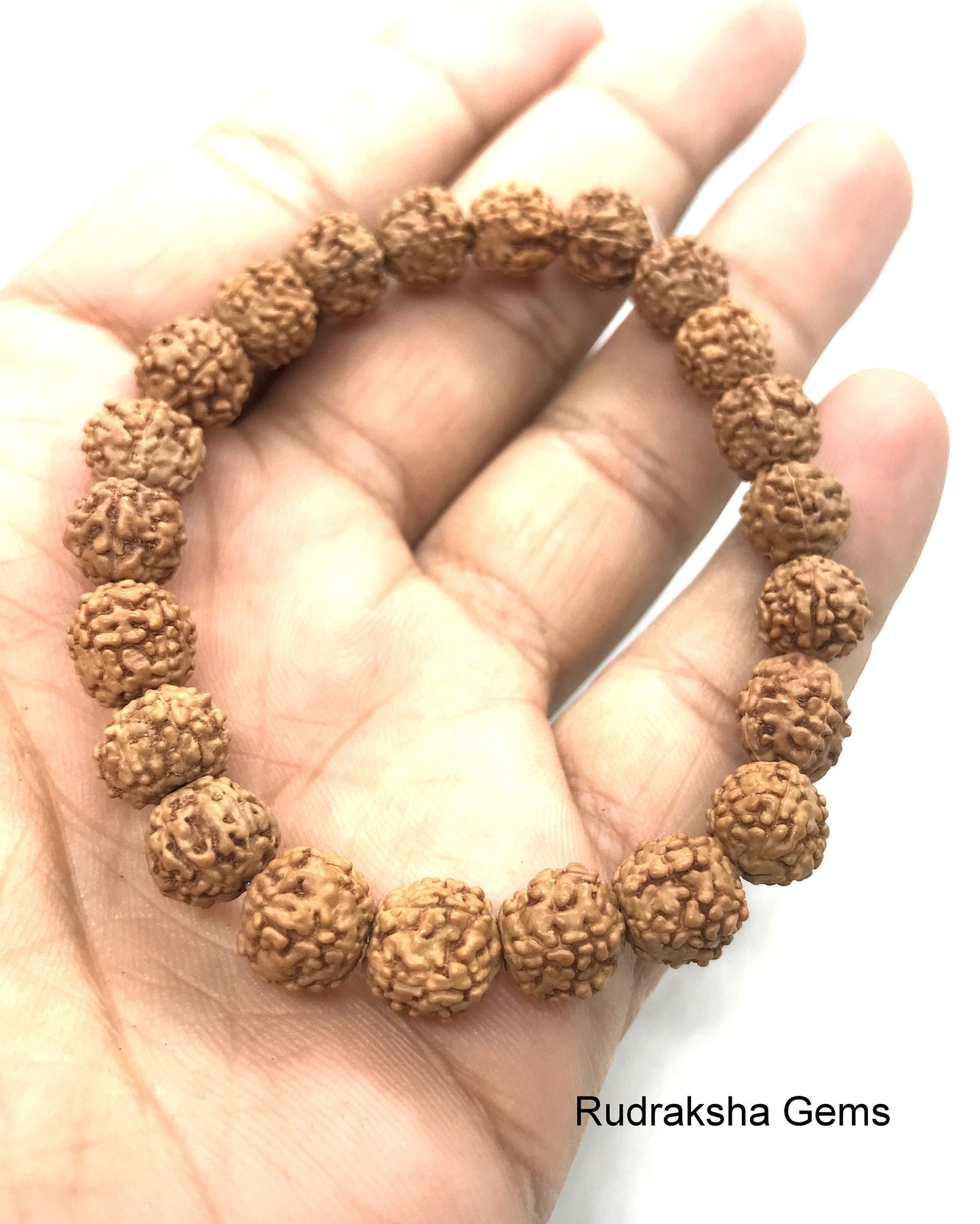 Rudraksha Seeds Beaded Elasticated Bracelet Elastic Wristband Mala Yoga Meditation Band Om Charm Shiva Bracelet