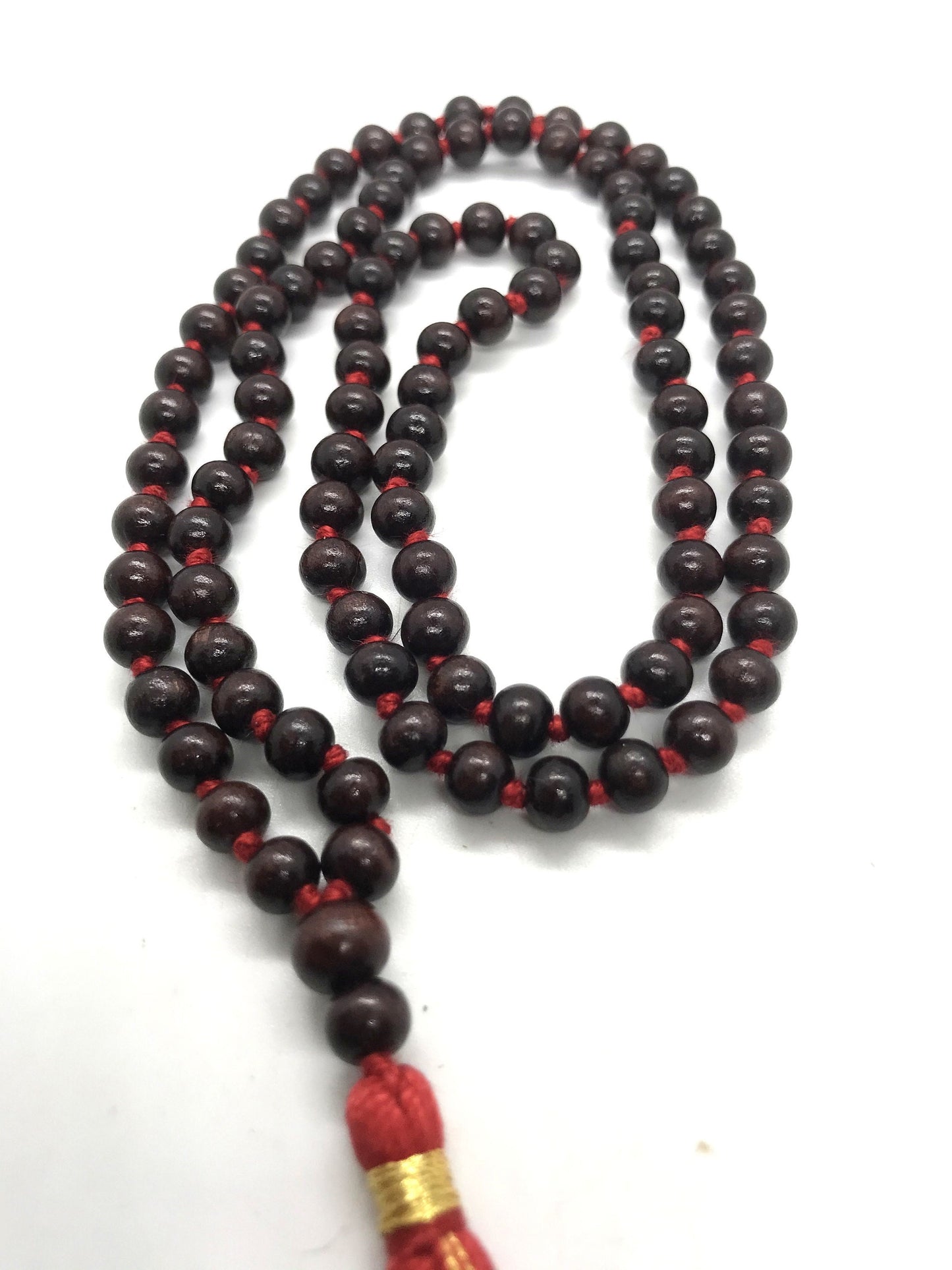 Red sandalwood 100 + 1 Beads 6mm japa Mala Dark Red chandan japa mala hindu meditation yoga jap mala, One Hundred beads mala Rosary