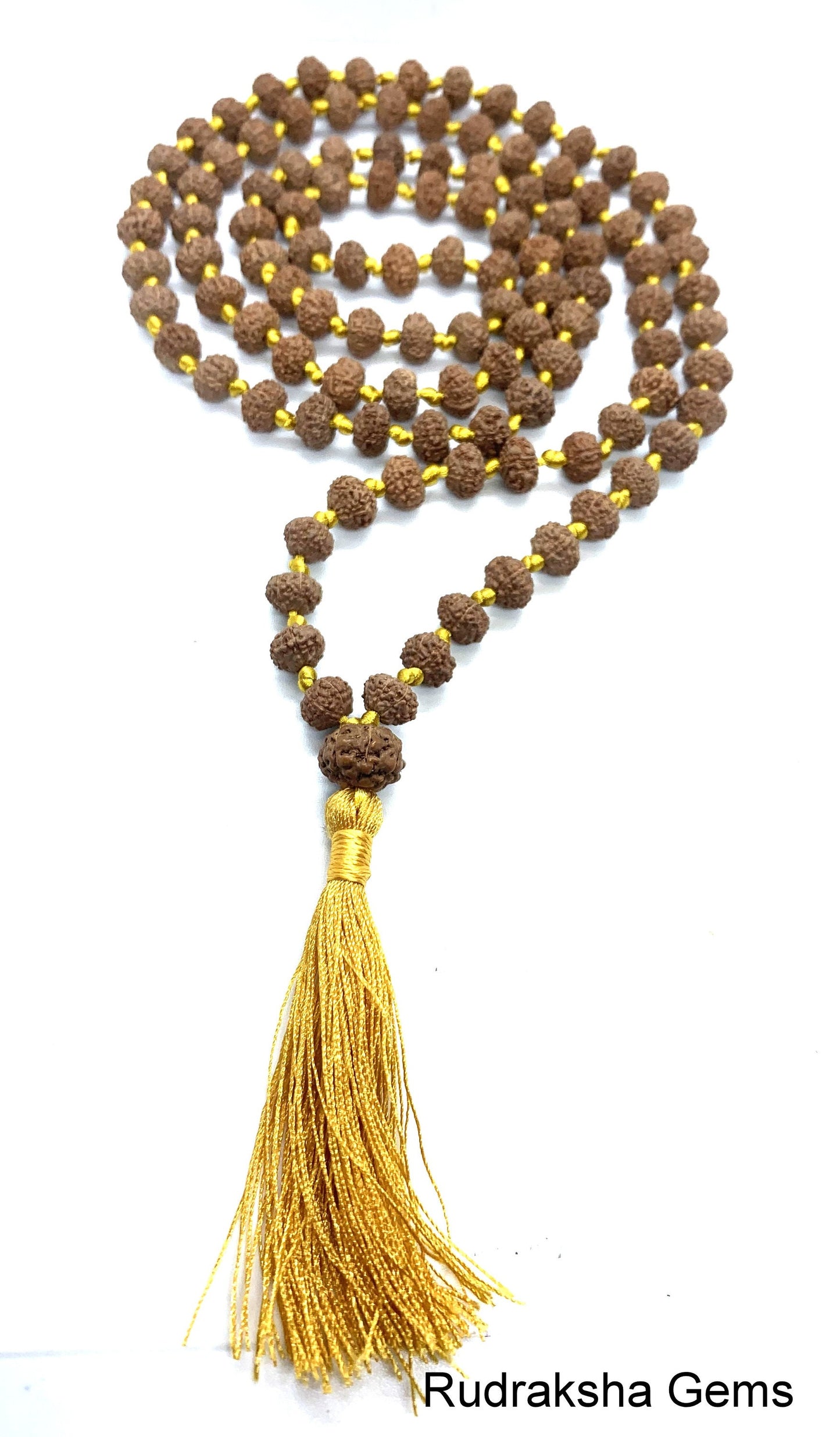 7 Mukhi Rudraksha Mala, 108+1 Genuine Seven facet Rudraksha beads, Long Tassel Mala, Beautiful Mala, Natural beads Japa Mala Yoga beads