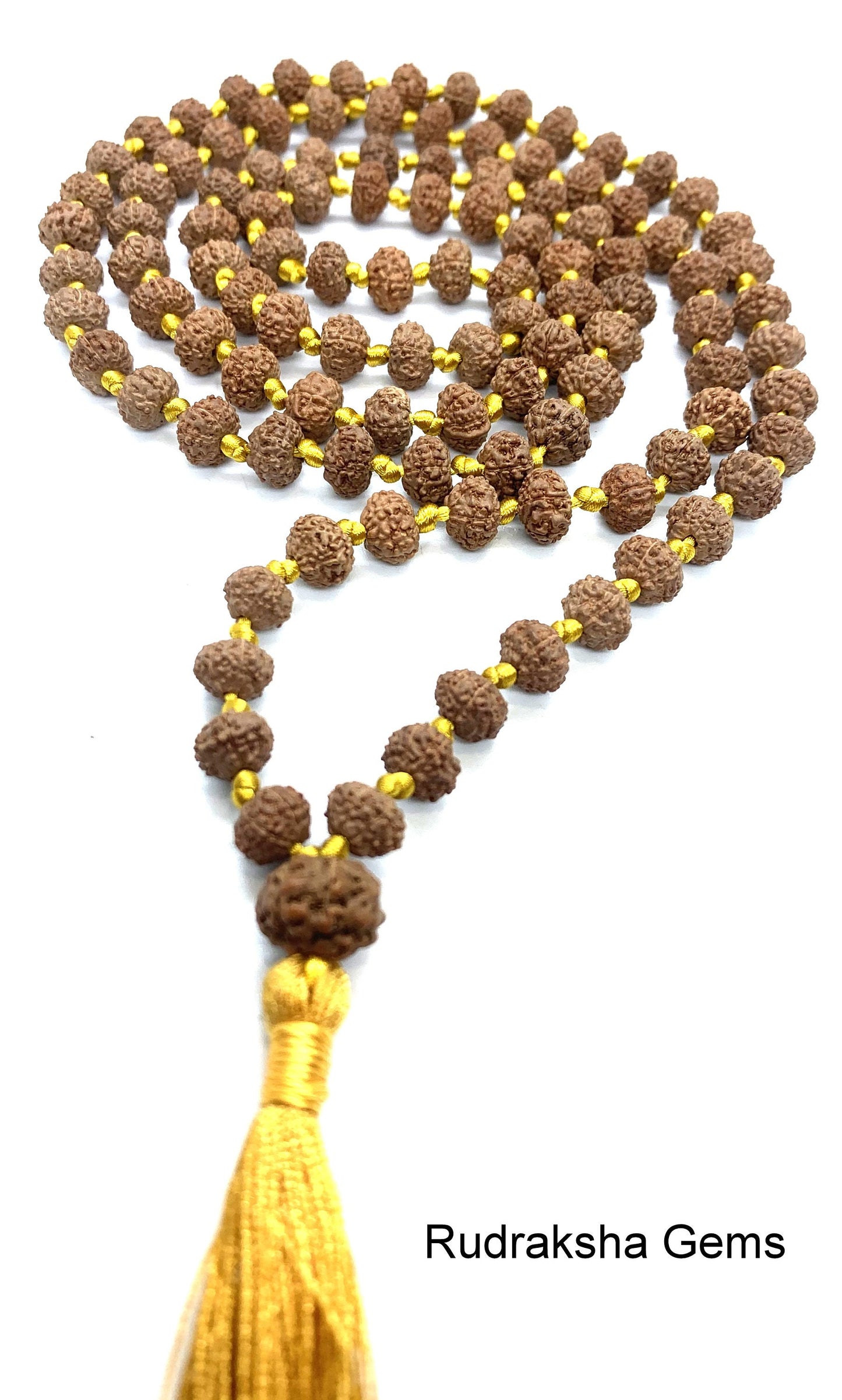 7 Mukhi Rudraksha Mala, 108+1 Genuine Seven facet Rudraksha beads, Long Tassel Mala, Beautiful Mala, Natural beads Japa Mala Yoga beads