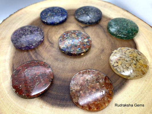 Orgone Reiki Set of 7 Chakra Healing Domes, Orgone Energy 7 Chakra Reiki Crystal domes, Chakra Crystal Generator, Emf Shield protection