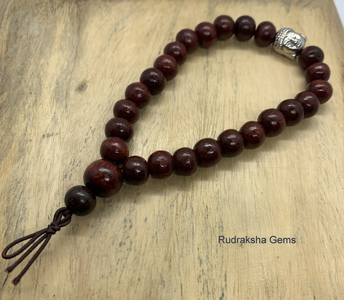 Red Wood Buddha Head Bracelet, Silver Buddha Bracelet, Yoga Bracelet, Healer & Spiritual bracelets, Beaded Bracelets, Gift for Him Her