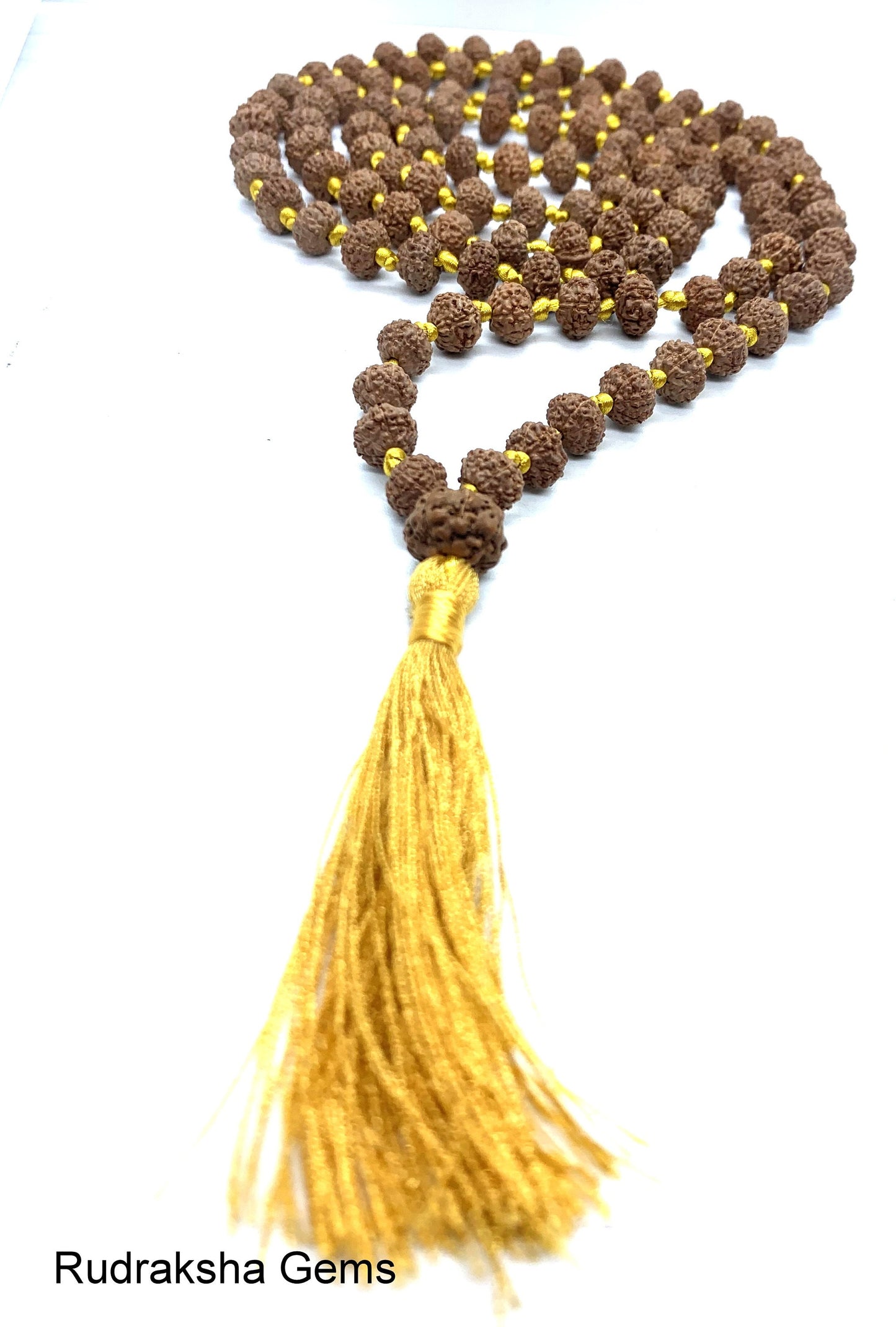 7 Mukhi Rudraksha Mala, 108+1 Genuine Seven facet Rudraksha beads, Long Tassel Mala, Beautiful Mala, Natural beads Japa Mala Yoga beads