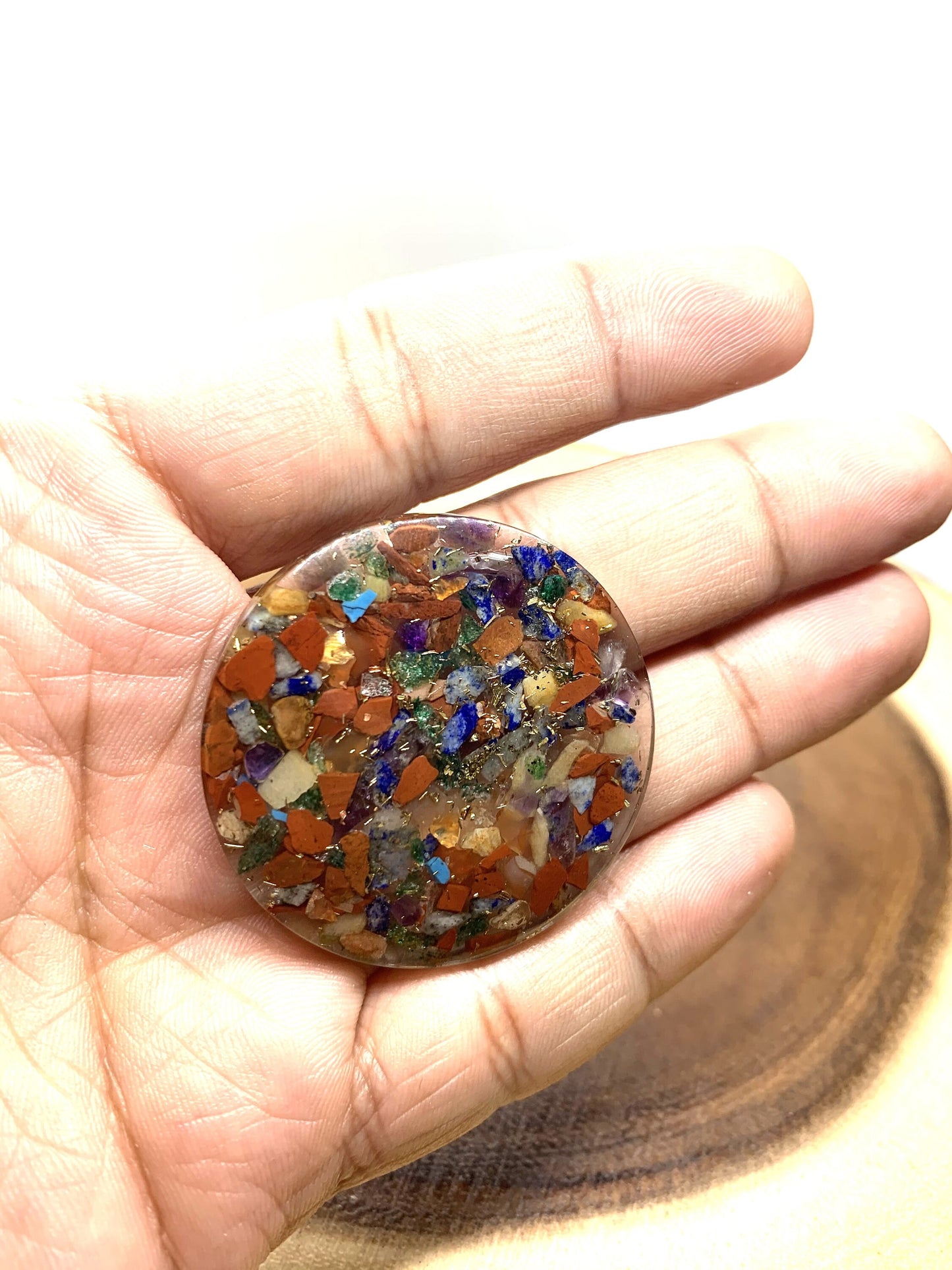 Orgone Reiki Set of 7 Chakra Healing Domes, Orgone Energy 7 Chakra Reiki Crystal domes, Chakra Crystal Generator, Emf Shield protection