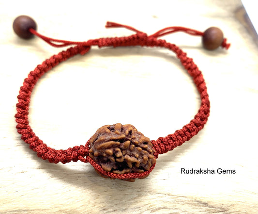 Rudraksh Rudraksha 3 4 5 6 8 Mukhi Beads Mala Wrist band bracelet Rudraksha Red Cord Bracelet Genuine Beads -Rudraksha Guru bead bracelet