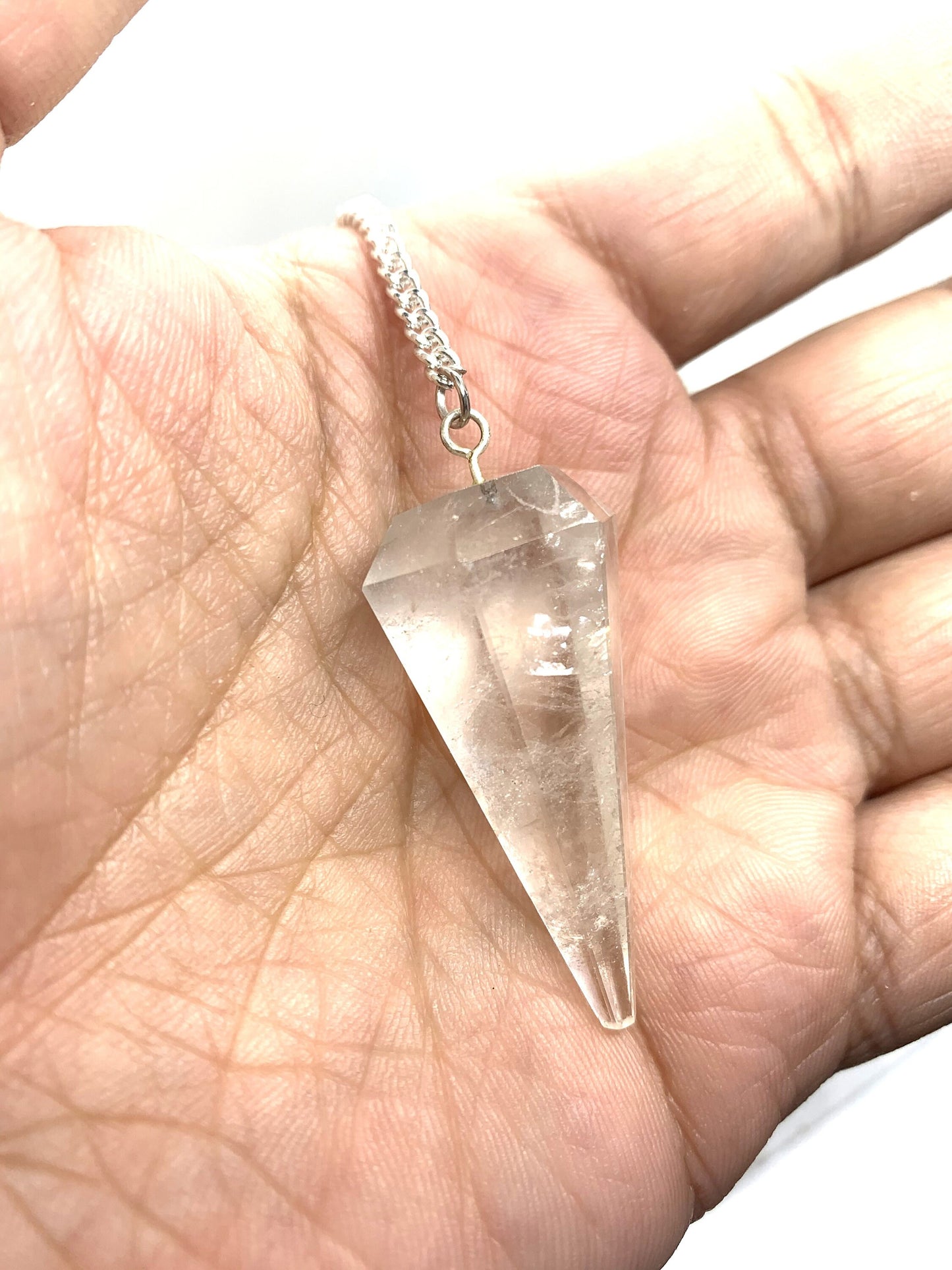 Crystal Quartz Gemstone Point Pendulum Dowsing Crystal Dowser Chakra Healing- Clear Quartz pendulum, Drowsing pendulum, Crystal pendulum