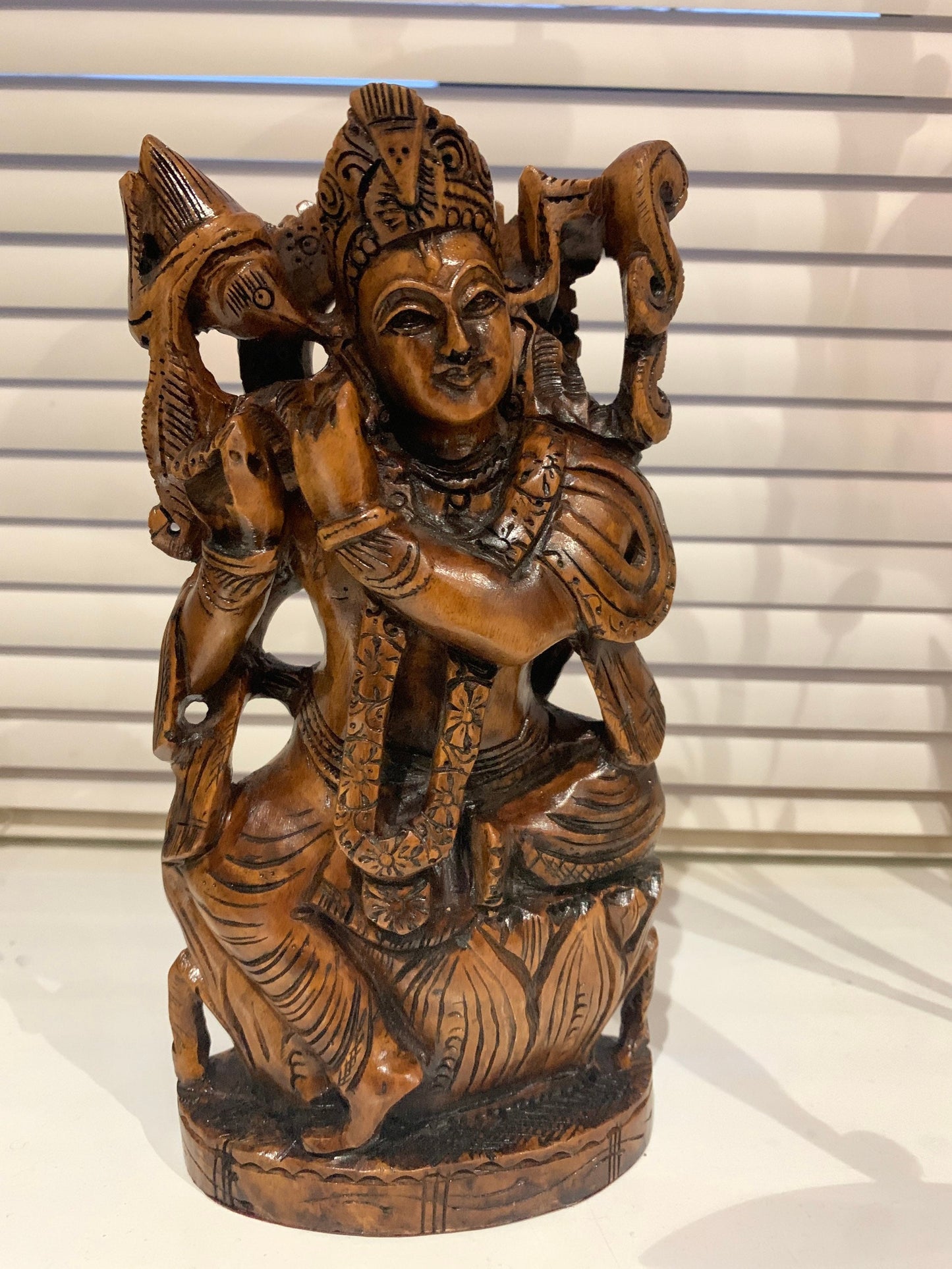 Lord Krishna Statue 8" wood decor statue, Hindu deity god, meditation yoga gift home decor, Hand Carved krishna figurine sculpture, KRISHNA