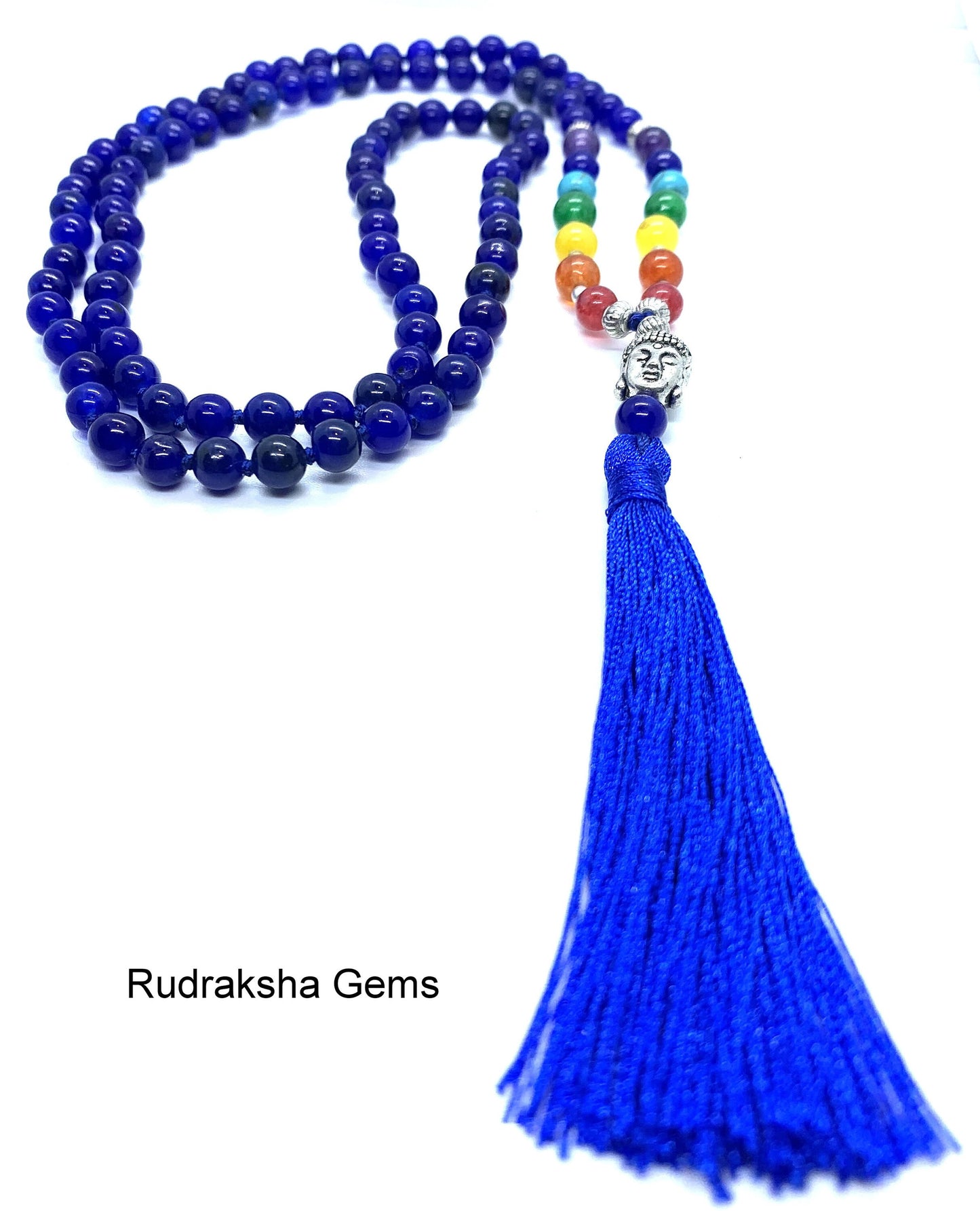 Lapis Lazuli 7 CHAKRA  Premium Tassel Mala Gem Stones Japa Mala 108 + 1 beads Meditation Rosary Prayer Yoga Bead Reiki Necklace Lapis Lazuli