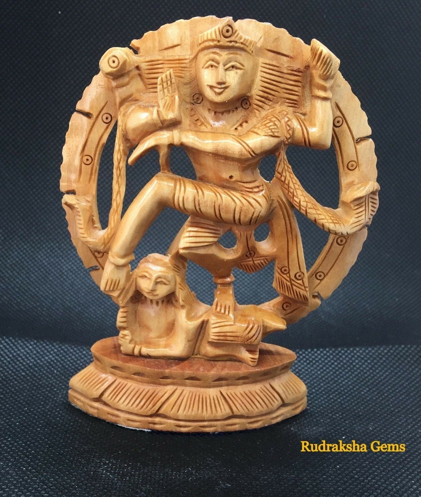 Shiva Statue, Wooden Hand carved 5" Beautiful Natraj Dancing Natraja Hindu God Lord Shiva Wood Statue Natrajan Om, Dancing Shiva sculpture