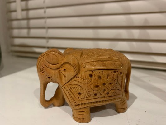 Beautiful Hand Carved Elephant, Wooden Elephant, Indian handicraft, gift, home decor, wooden art-Made with Solid Wood, Elephant figurine