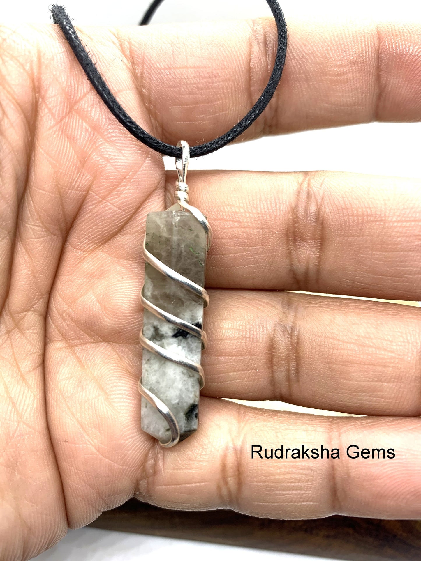 White moonstone Point crystal Pendant, Crystal Healing Necklace, Crystal Healing, Reiki Charged Crystal, copper wrapped pendant jewelry