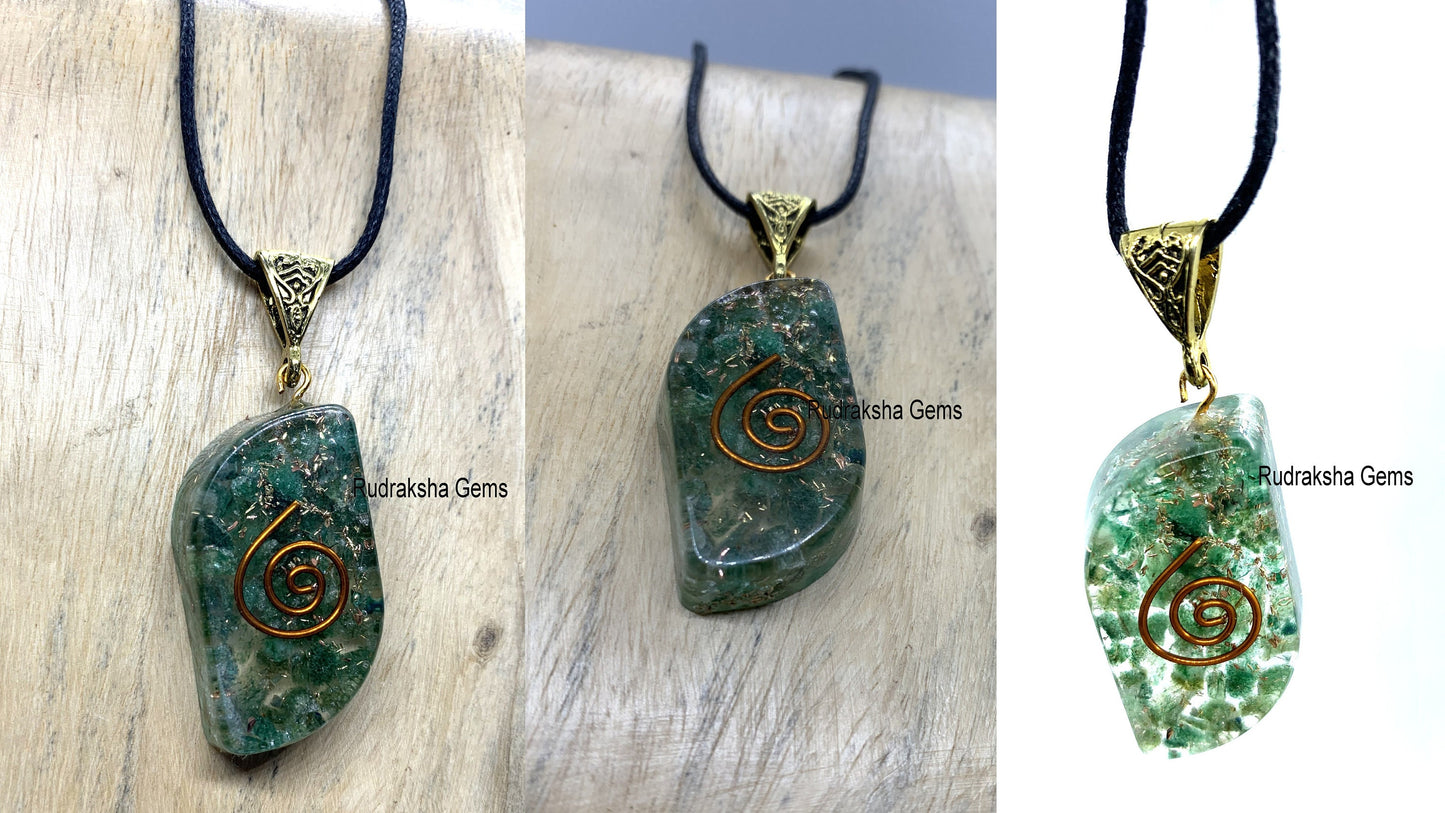 ORGONE PENDANT, made with Crystals, Resin and Copper wire, Emf protection pendant, Available in Multiple Gem Stones, Orgone Jewelry necklace