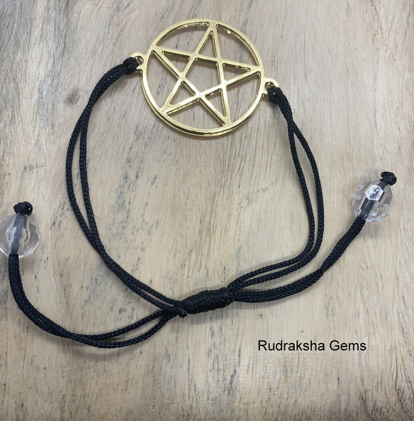 Pentagram Star Bracelet Pagan Wiccan Hippy Boho Festival Cord Adjustable Bracelet, Elements Brass Pendant, Mandala pendant Yoga Jewelry Gift
