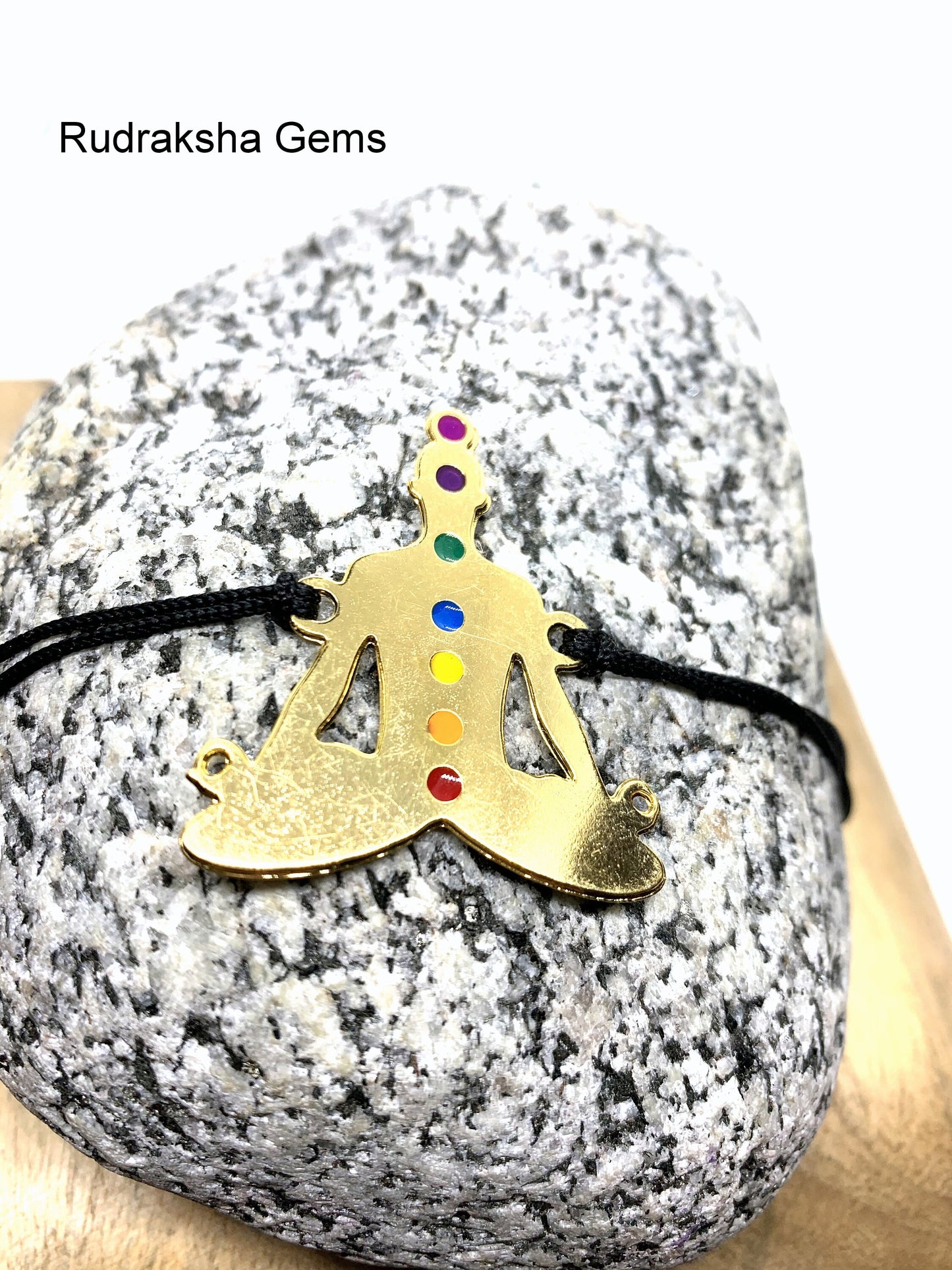 Yogi Bracelet, Yoga bracelet, 7 Chakra point bracelet, Yoga Jewelry, Adjustable bracelet, Brass Charm bracelet,  Lotus Pose, Padma Aasana
