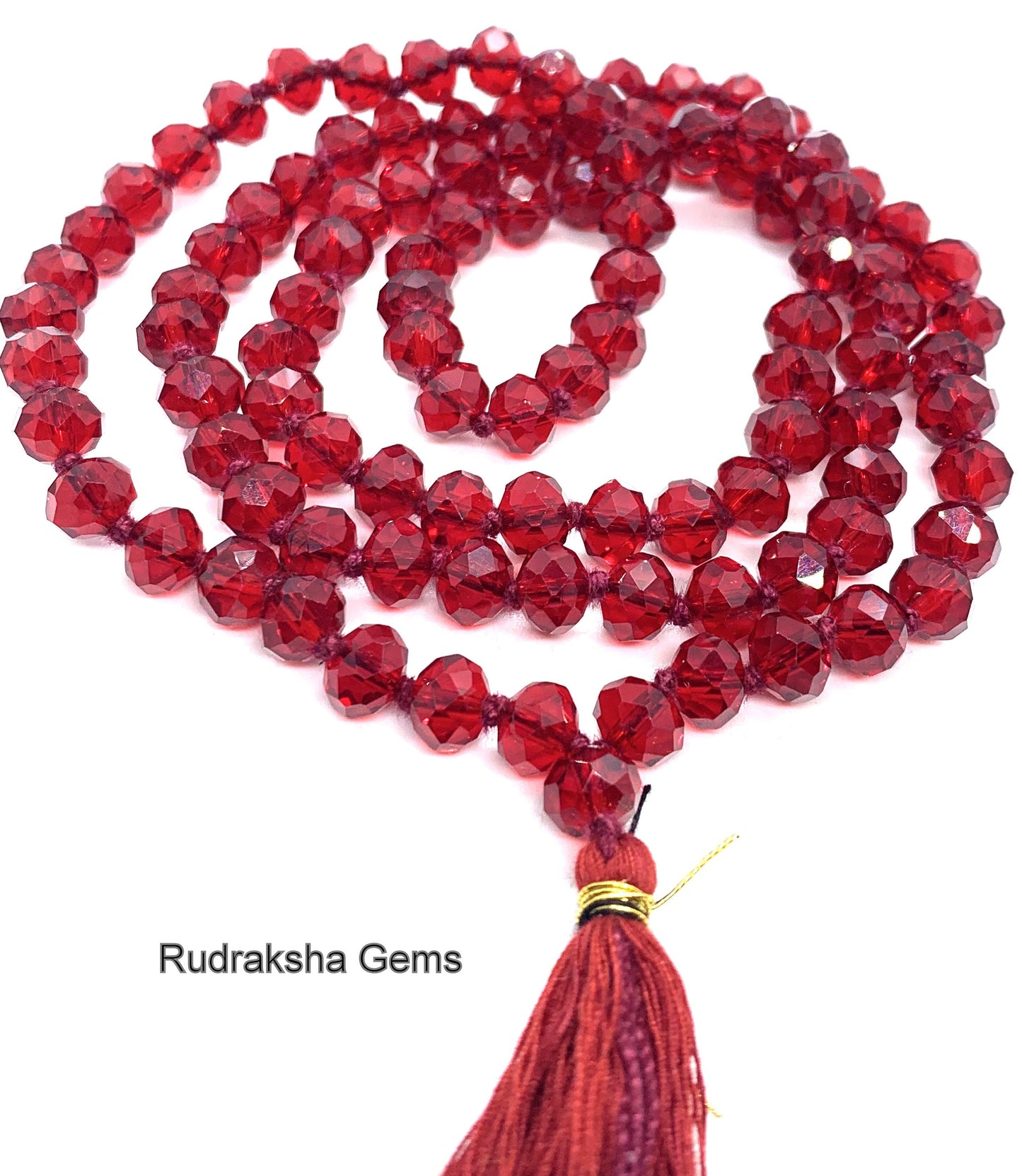Red Quartz Necklace, Tassel mala, Prayer Necklace, 108 Mala Beads, Ruby Jade 6mm Mala, Statement Necklace, Yoga Gifts, Spiritual Mala