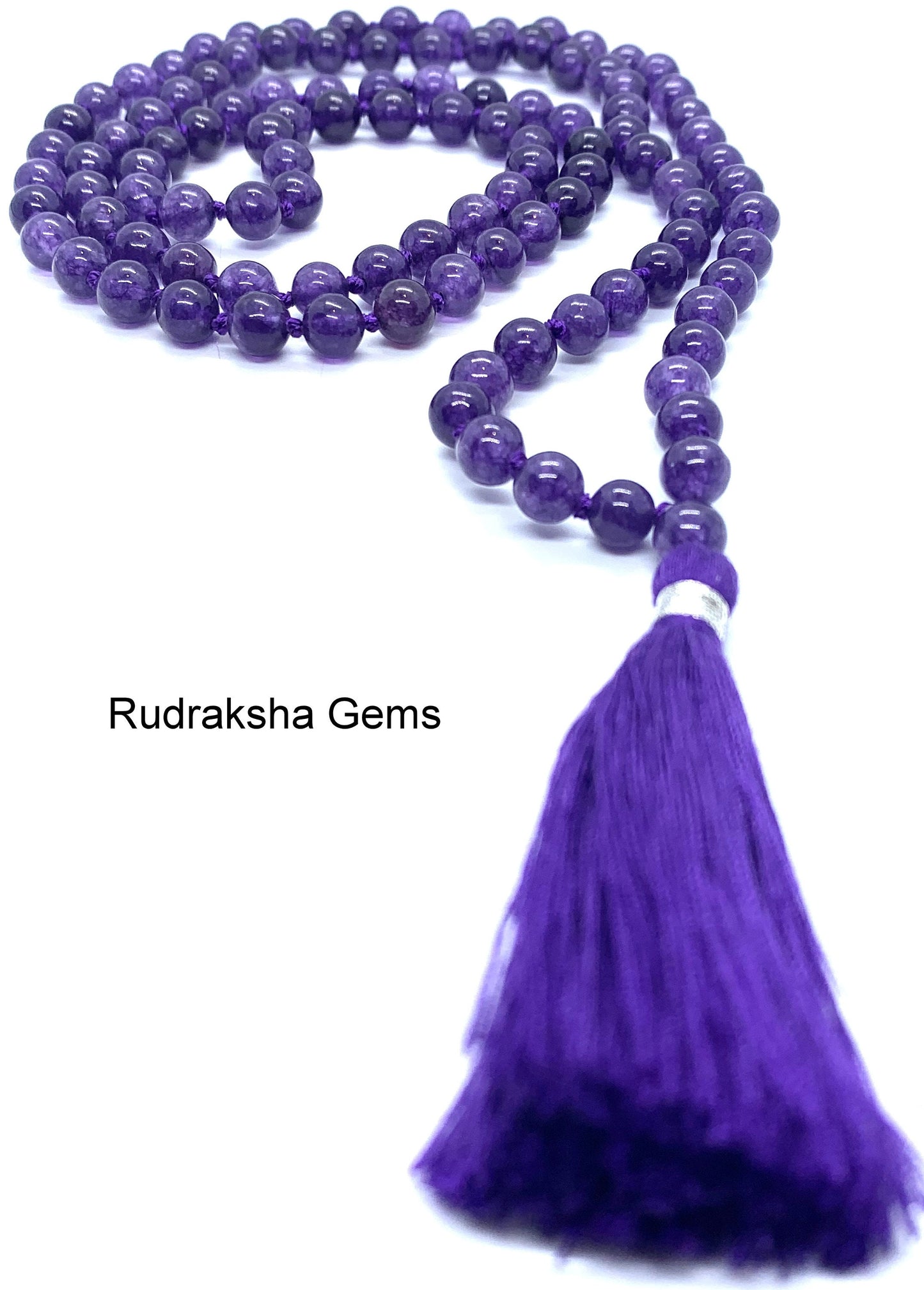 Amethyst 6mm beads Necklace, Tassel mala, Prayer Necklace, 108 Mala Beads, Amethyst Mala, Statement Necklace, Yoga Gifts, Spiritual Mala