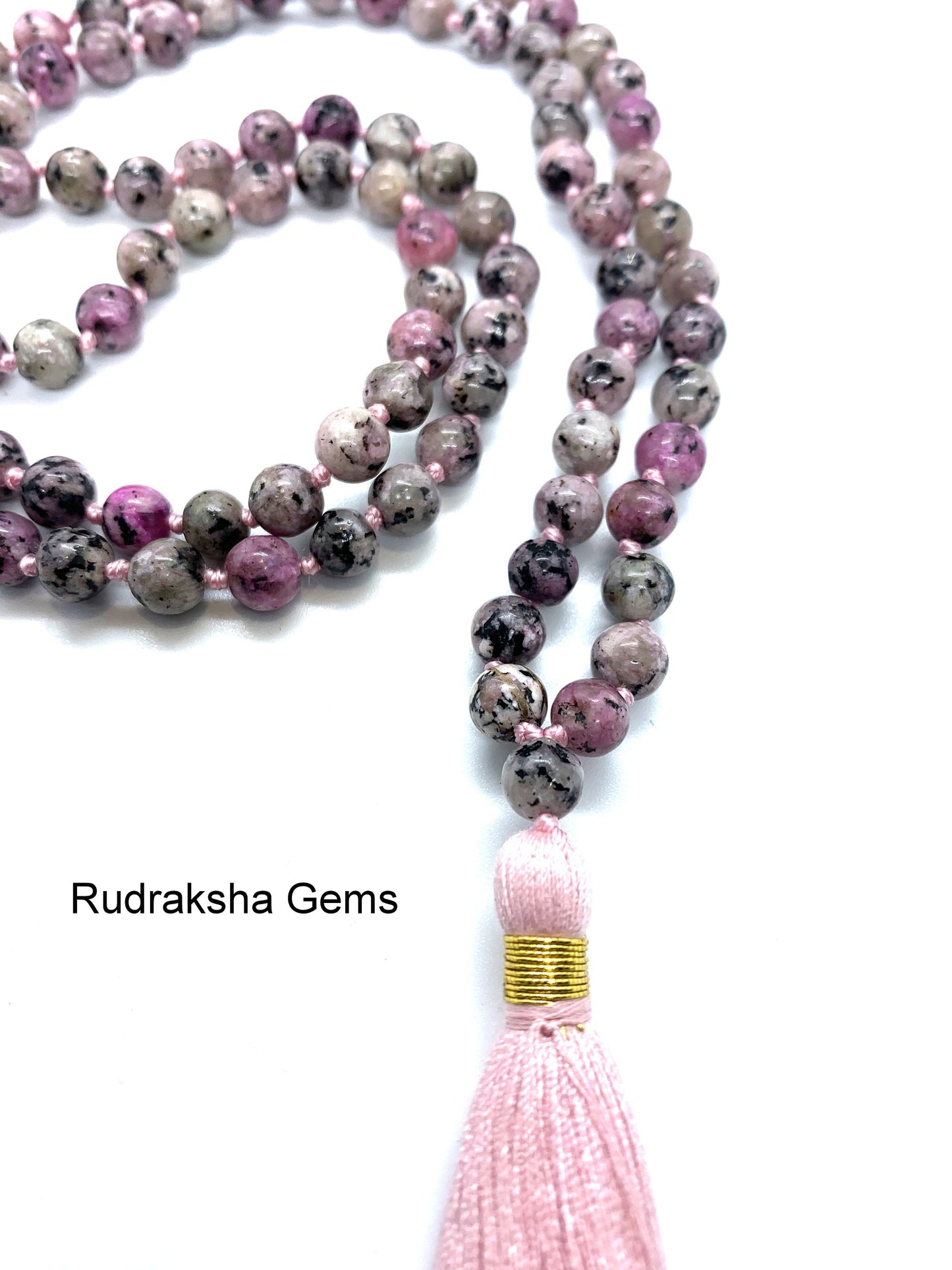 Rhodonite 6mm beads Necklace, Tassel mala, Prayer Necklace, 108 Mala Beads, Rhodonite Mala, Statement Necklace, Yoga Gifts, Spiritual Mala