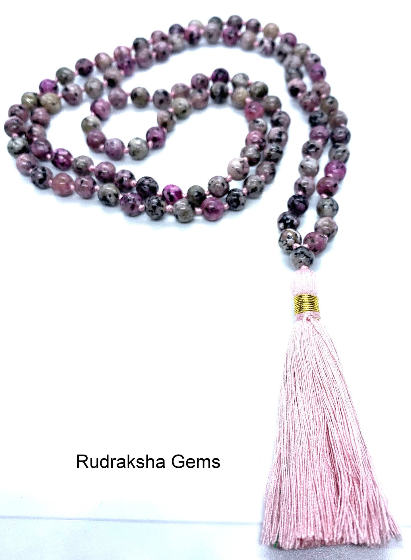 Rhodonite 6mm beads Necklace, Tassel mala, Prayer Necklace, 108 Mala Beads, Rhodonite Mala, Statement Necklace, Yoga Gifts, Spiritual Mala