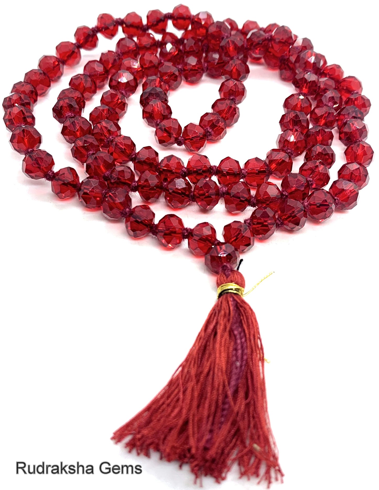 Red Quartz Necklace, Tassel mala, Prayer Necklace, 108 Mala Beads, Ruby Jade 6mm Mala, Statement Necklace, Yoga Gifts, Spiritual Mala