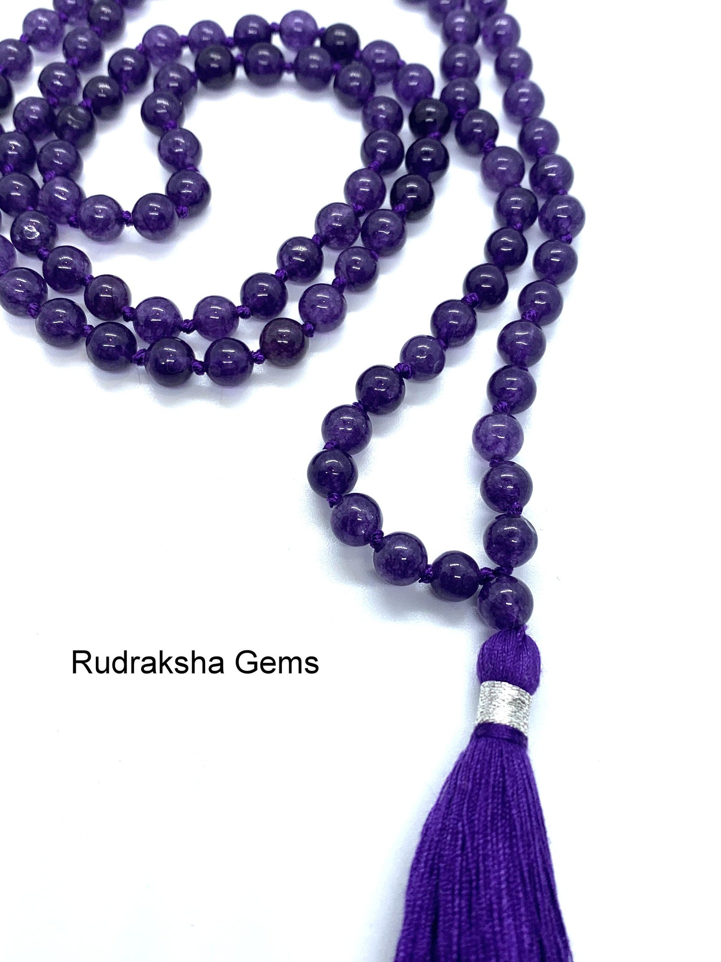 Amethyst 6mm beads Necklace, Tassel mala, Prayer Necklace, 108 Mala Beads, Amethyst Mala, Statement Necklace, Yoga Gifts, Spiritual Mala