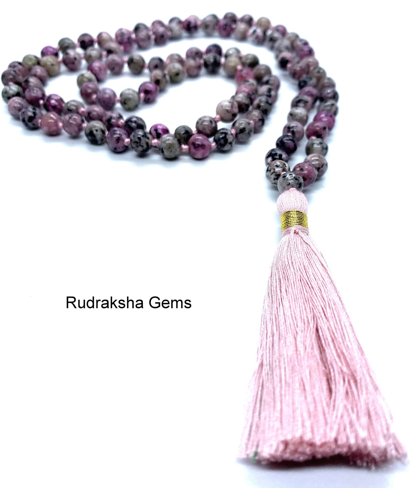 Rhodonite 6mm beads Necklace, Tassel mala, Prayer Necklace, 108 Mala Beads, Rhodonite Mala, Statement Necklace, Yoga Gifts, Spiritual Mala