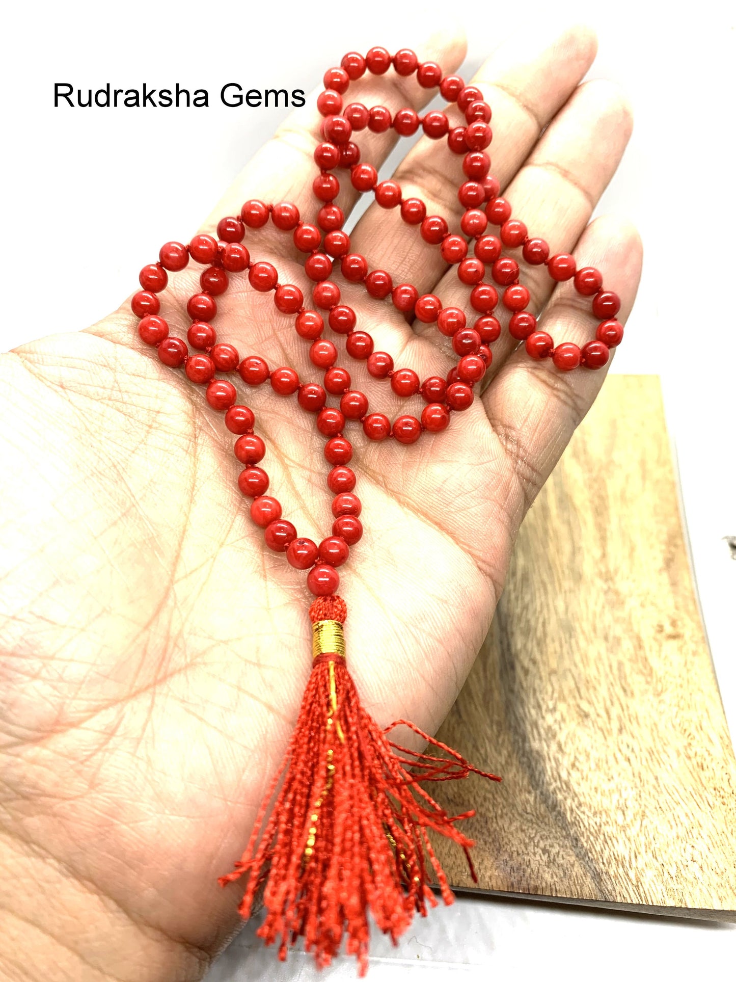 Hand Knotted Mala / 5mm 108 TINY beads mala / Red Coral Mala Tassel Necklace /Natural Red Coral Mala/ yoga meditation mala/ Root Chakra Mala