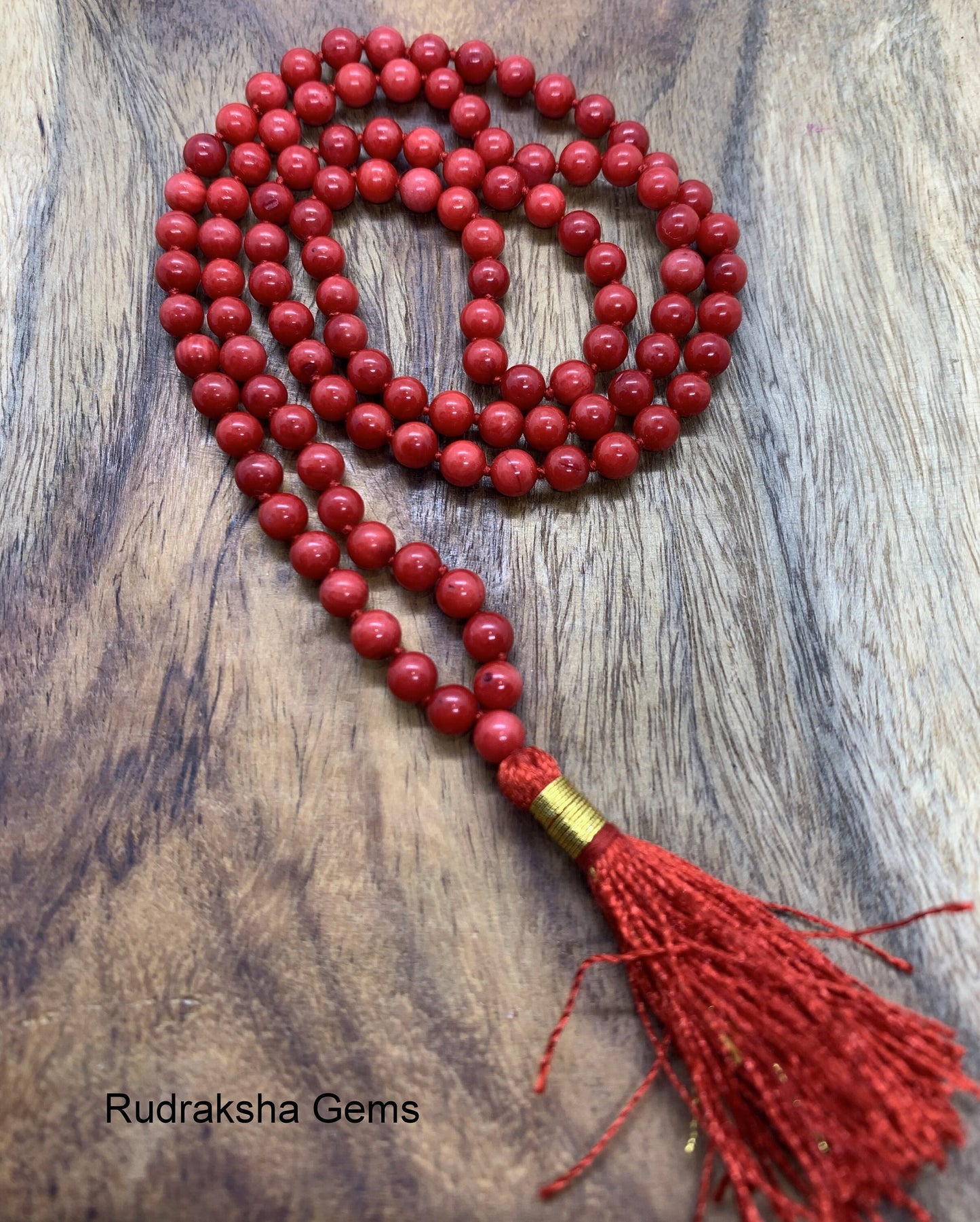 Hand Knotted Mala / 5mm 108 TINY beads mala / Red Coral Mala Tassel Necklace /Natural Red Coral Mala/ yoga meditation mala/ Root Chakra Mala