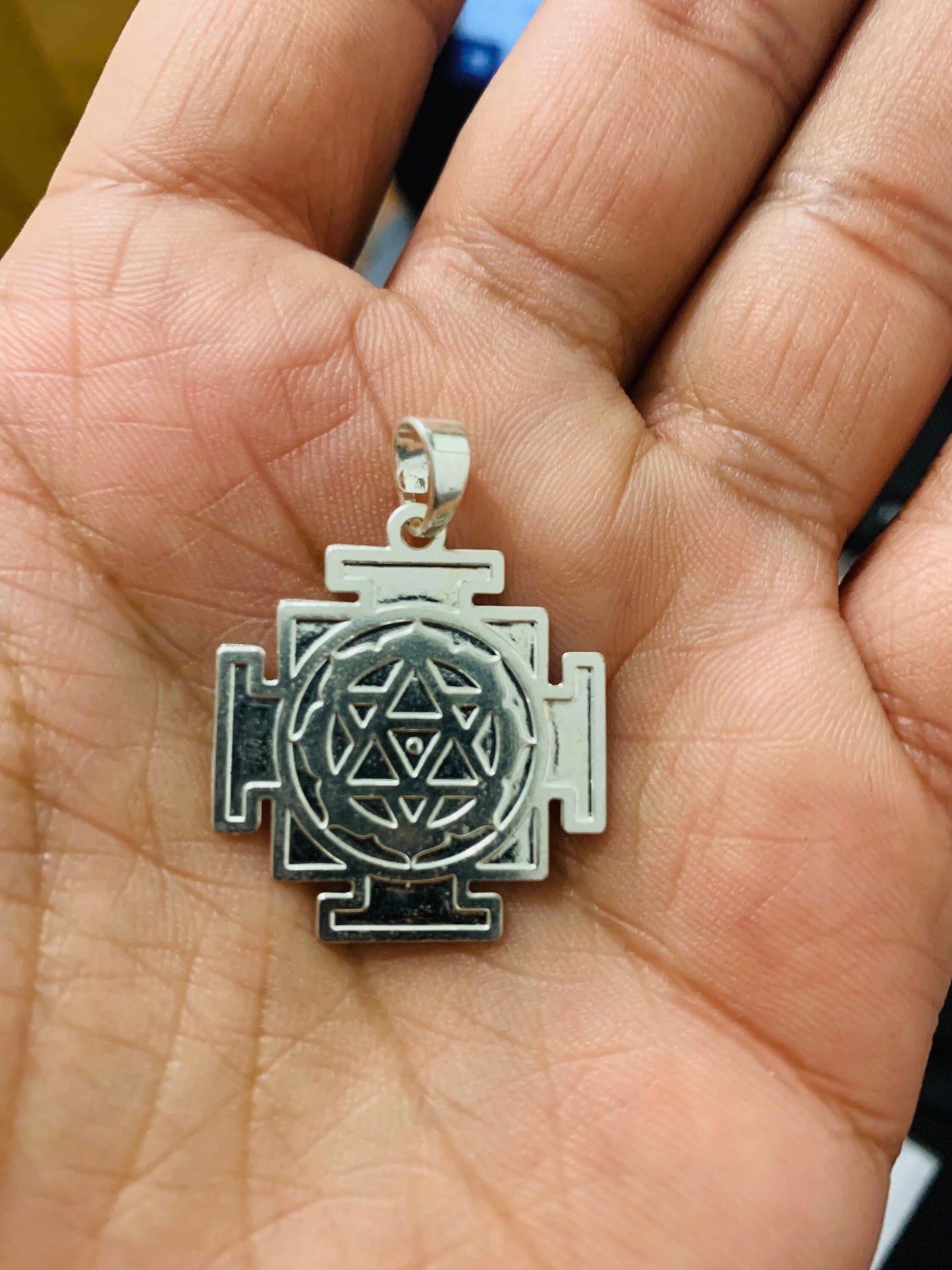 Nav Durga brass pendant kali durga Adi Shakti maa, Sacred amulet, Yoga Meditation Necklace -Yantra Sacred Geometric Pendant Amulet.