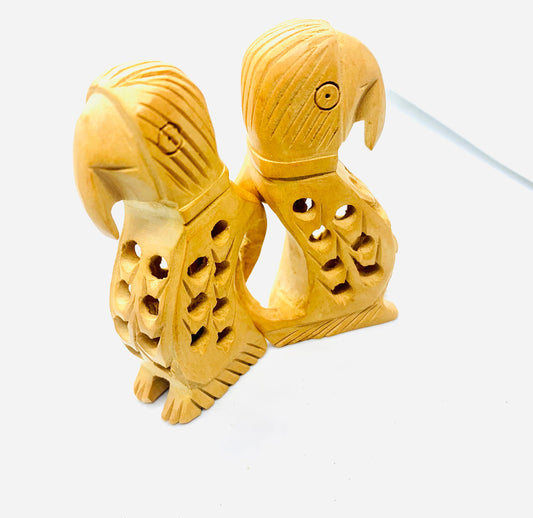 Wooden Hand Carved Twin parrots, Set Of Two Wooden  parrots, Friends are forever Love friendship gift sisters twins, Friendship Relationship